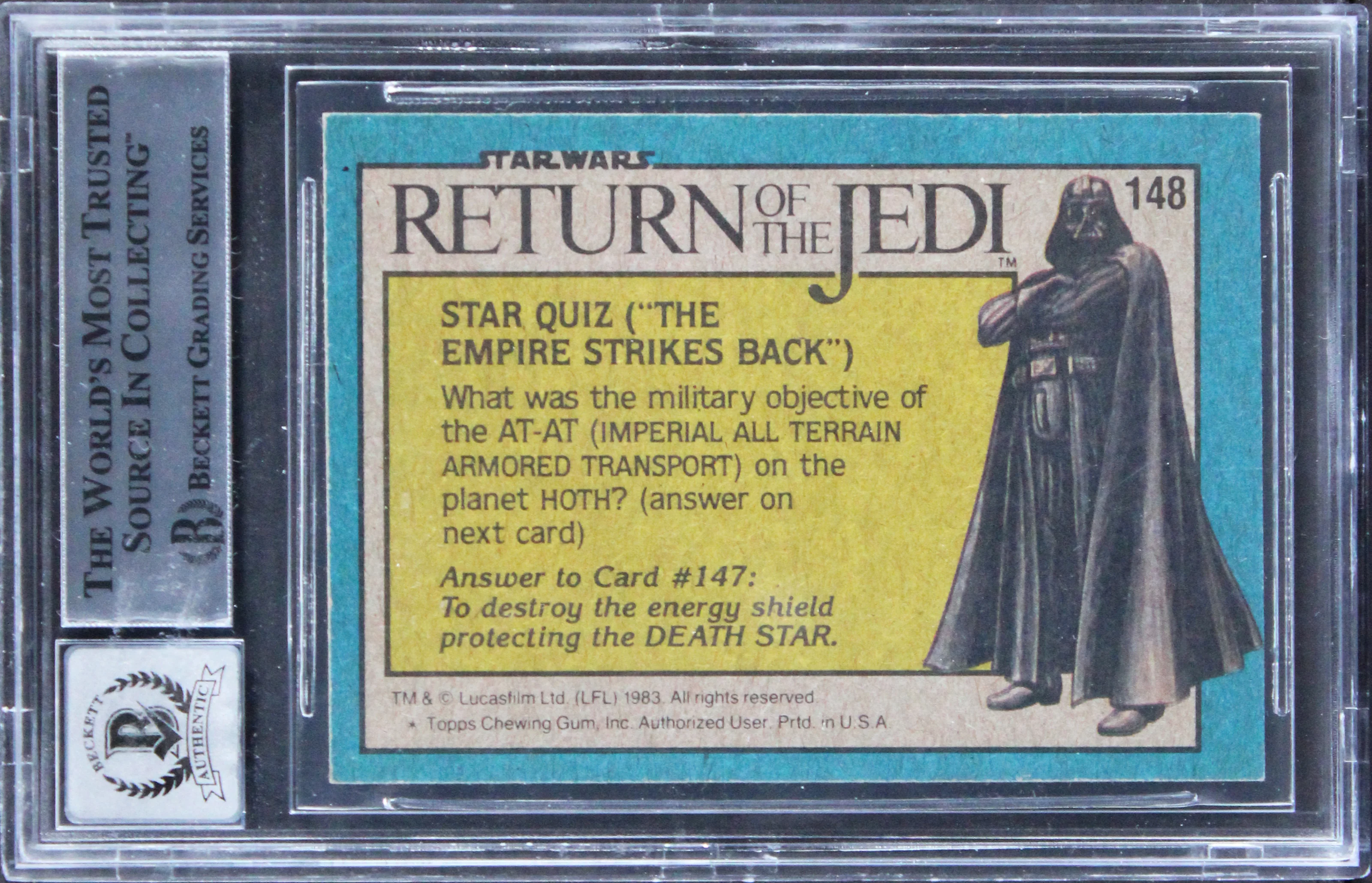 (10) Ronzani +9 Signed 1983 Star Wars ROTJ #148 Card Auto Grade 10! BAS Slabbed - Image 3