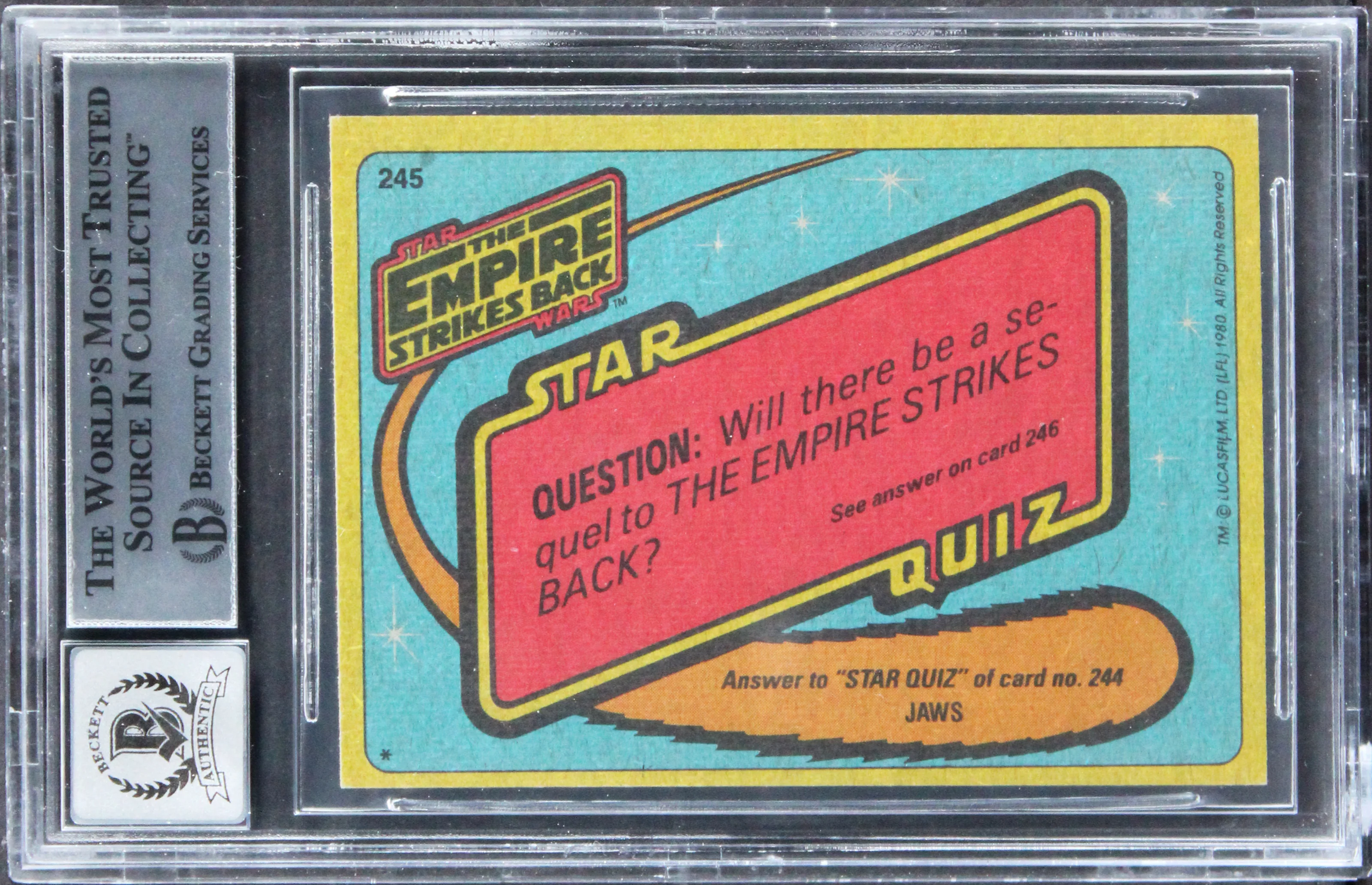 (12) Archer +11 Signed 1980 Star Wars ESB #245 Card Auto Grade 10! BAS Slabbed - Image 3