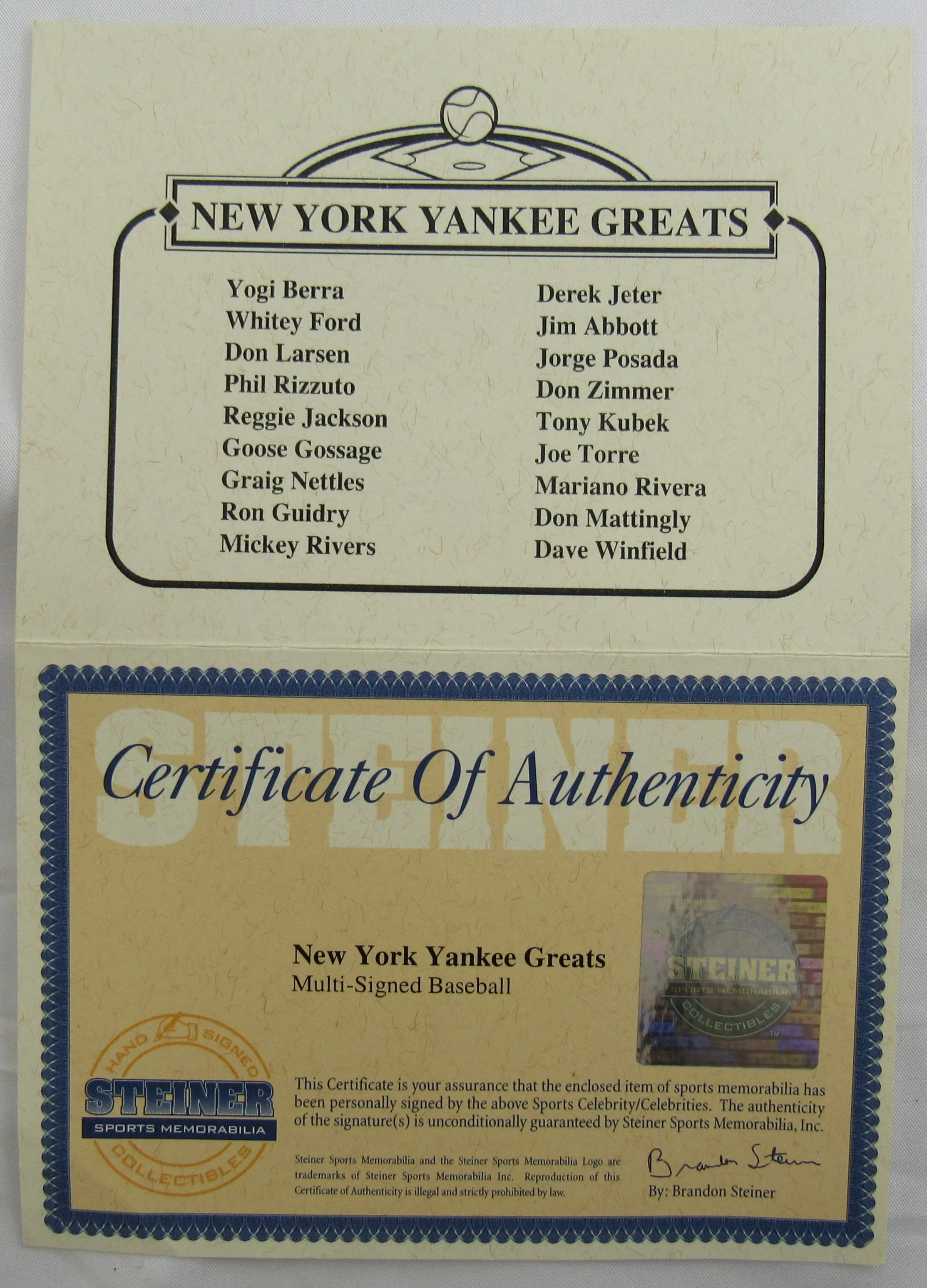 New York Yankees Greats Signed Rawlings Baseball Steiner COA - Derek Jeter, Reggie Jackson - Image 7