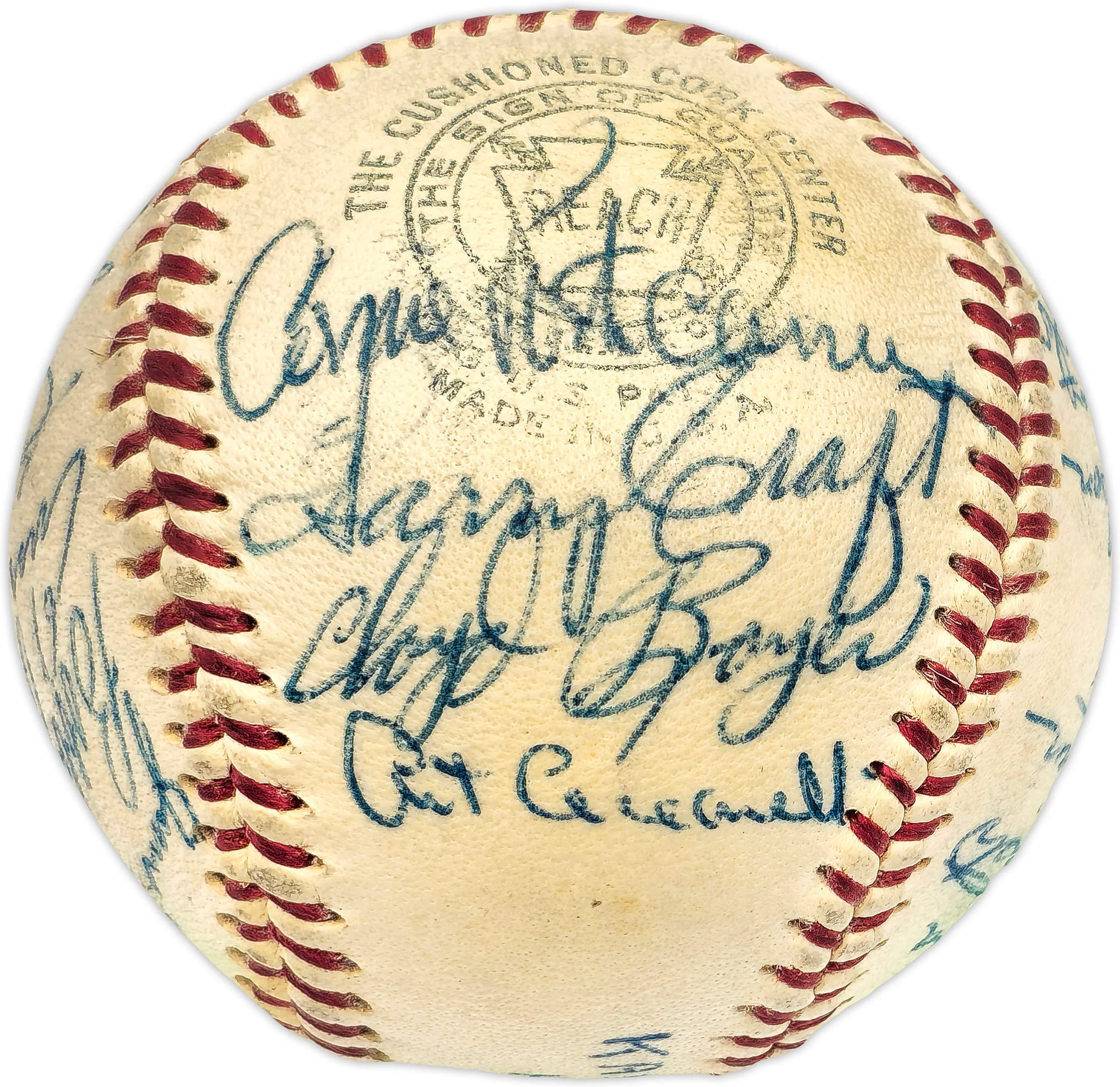 1955 Kansas City A's Team Autographed Official Harridge AL Baseball With 21 Signatures Including Enos Slaughter Beckett BAS #AE08361 - Image 4