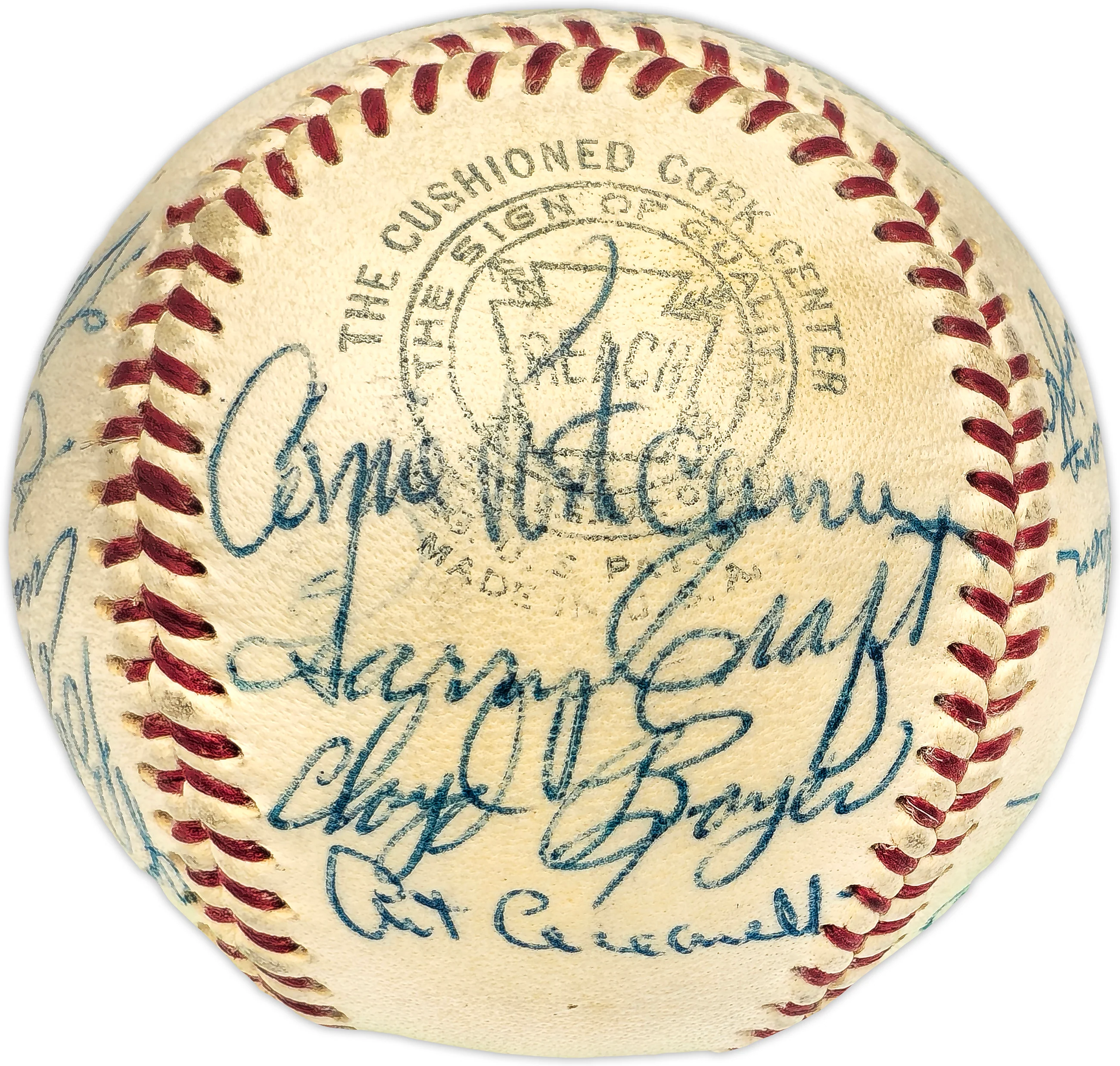 1955 Kansas City A's Team Autographed Official Harridge AL Baseball With 21 Signatures Including Enos Slaughter Beckett BAS #AE08361 - Image 5
