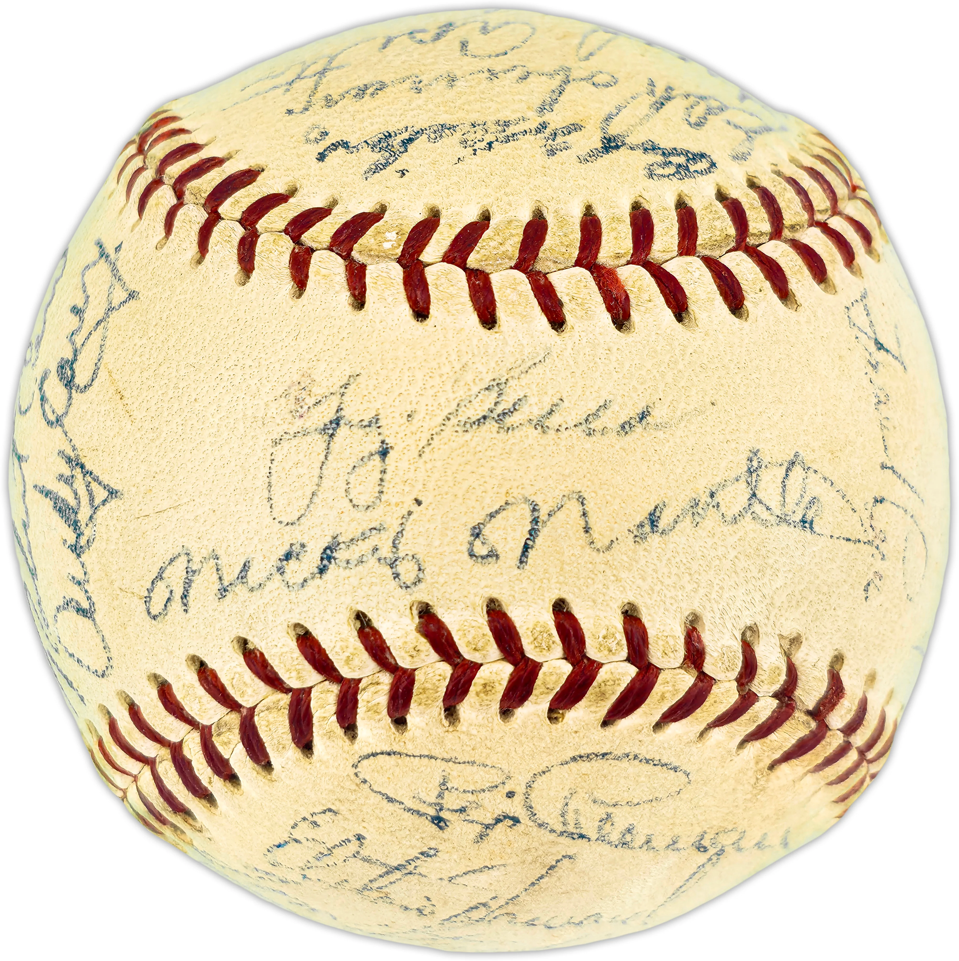 1955 New York Yankees Autographed Official Harridge AL Baseball With 30 Signatures Including Mickey Mantle Beckett BAS QR #AE33059