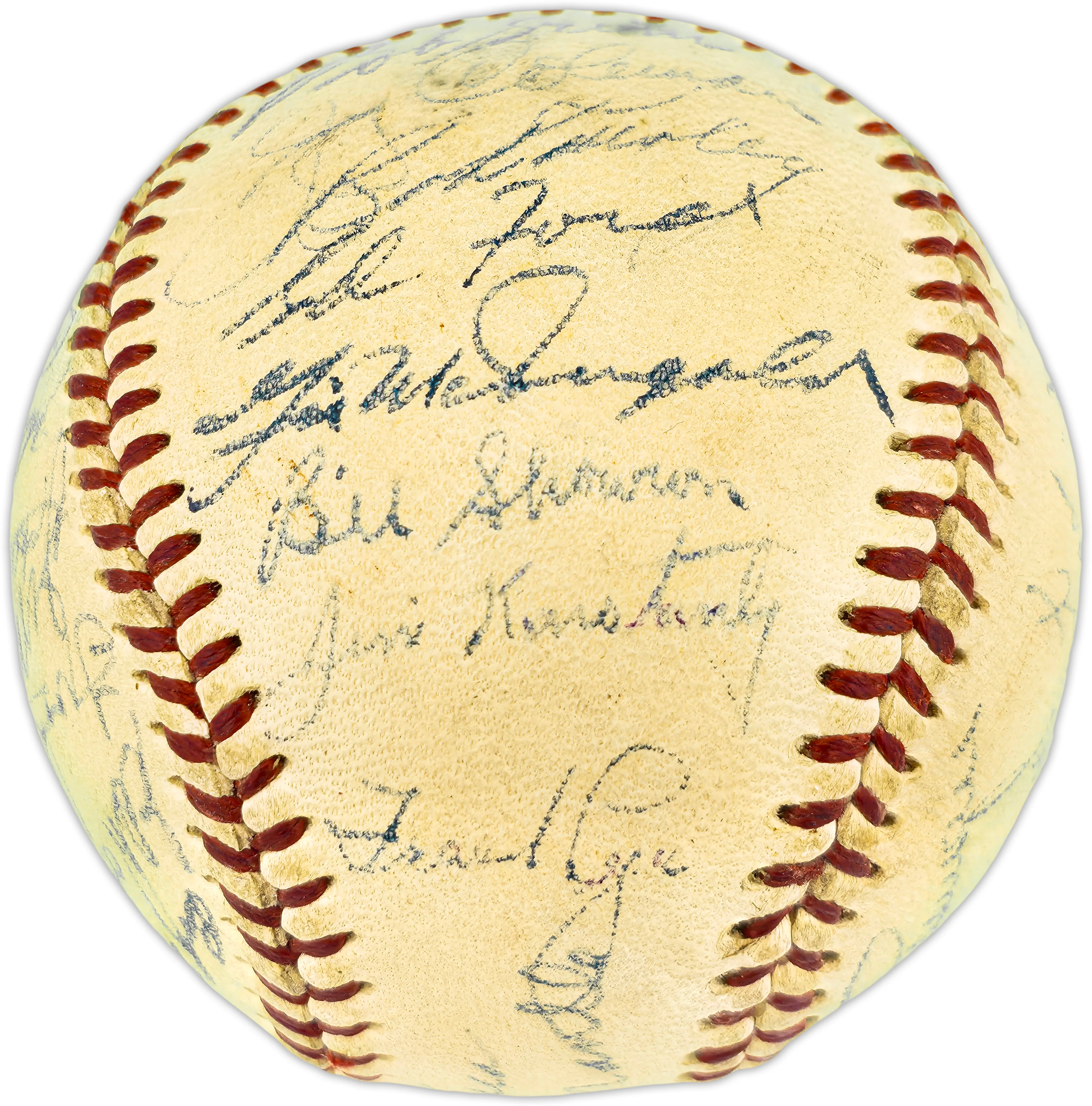 1955 New York Yankees Autographed Official Harridge AL Baseball With 30 Signatures Including Mickey Mantle Beckett BAS QR #AE33059 - Image 2