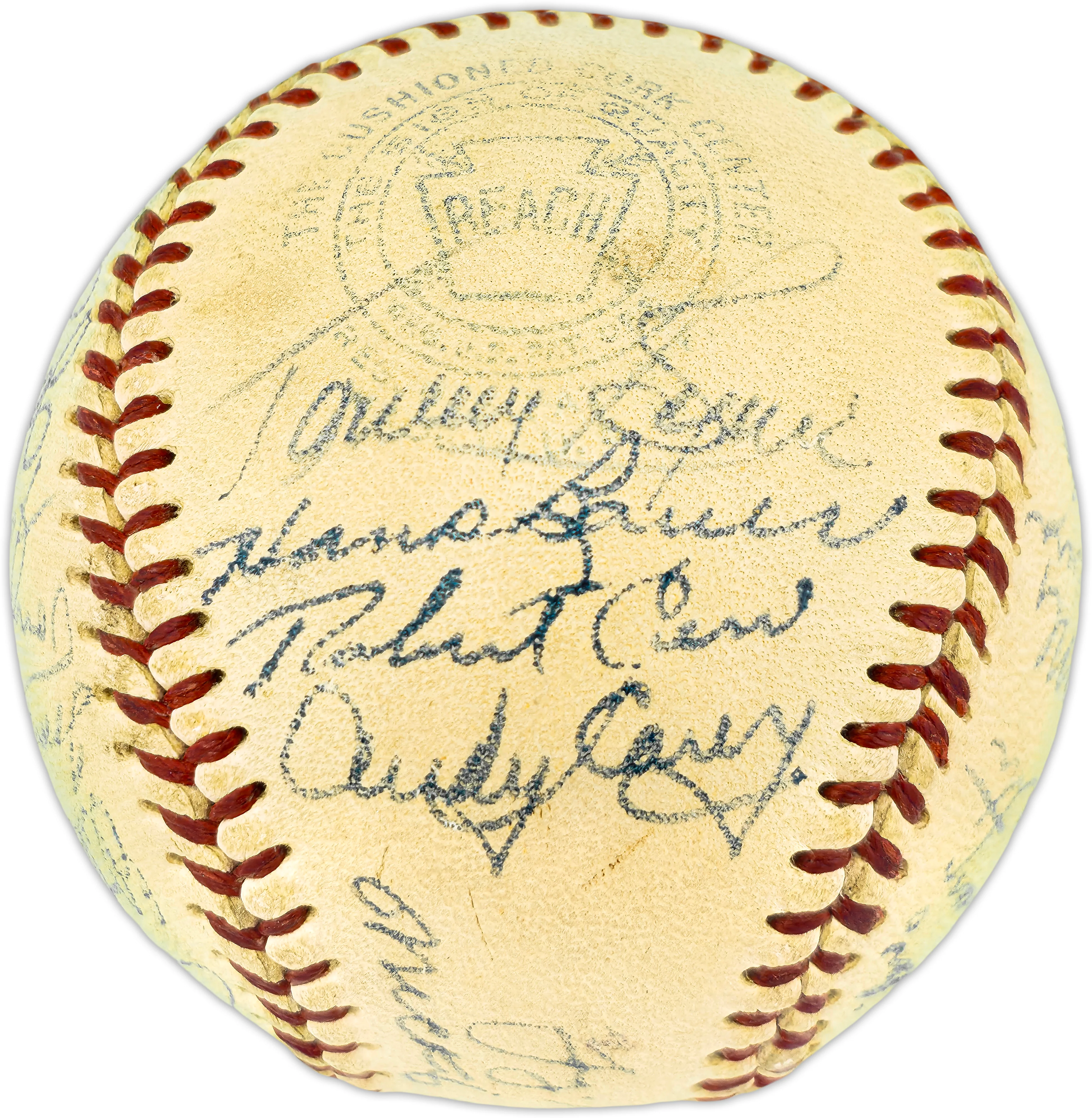 1955 New York Yankees Autographed Official Harridge AL Baseball With 30 Signatures Including Mickey Mantle Beckett BAS QR #AE33059 - Image 4