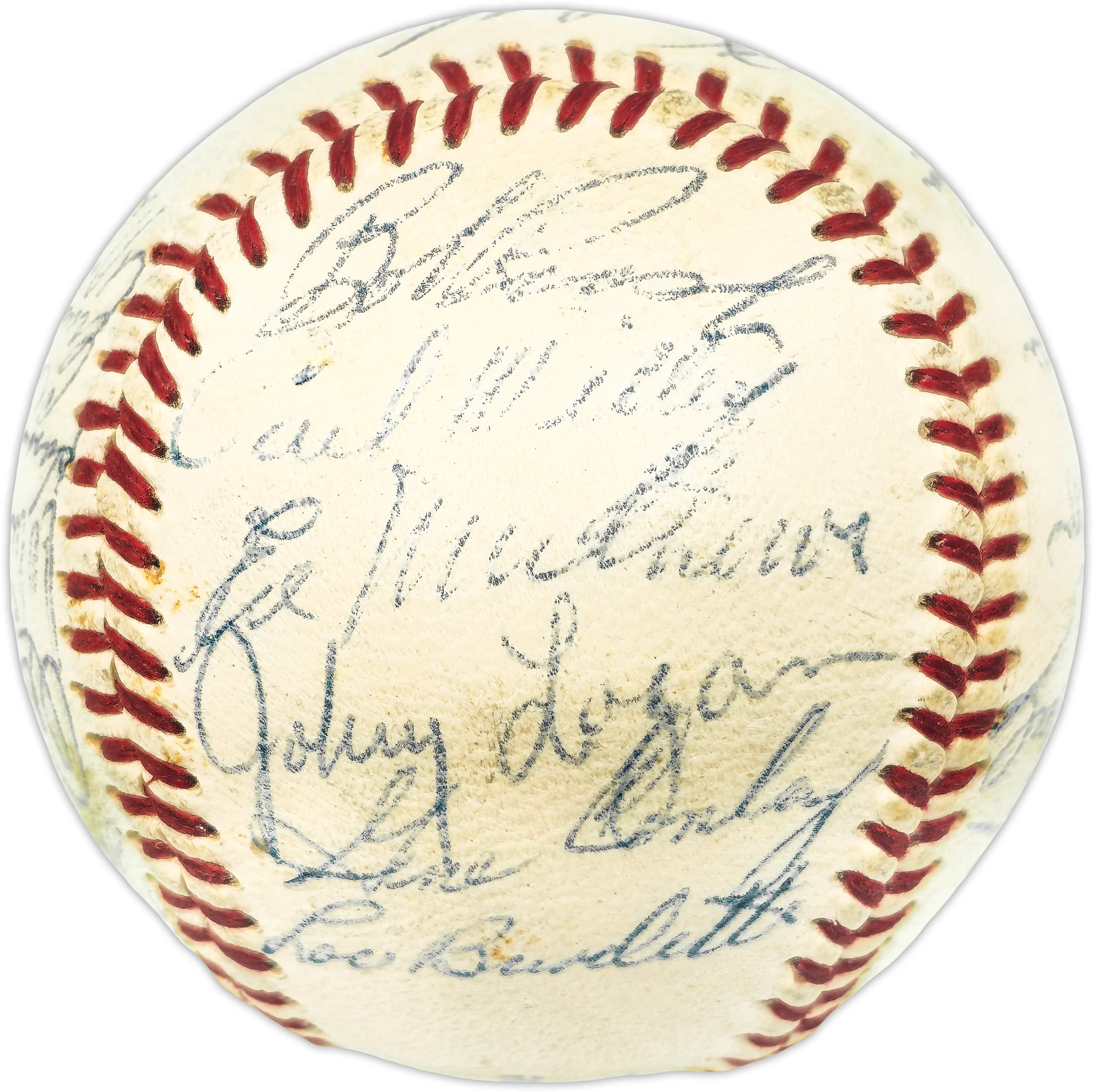 1958 Milwaukee Braves Team Autographed Official Giles NL Baseball With 25 Signatures Including Hank Aaron & Eddie Mathews Beckett BAS #AE31061 - Image 4