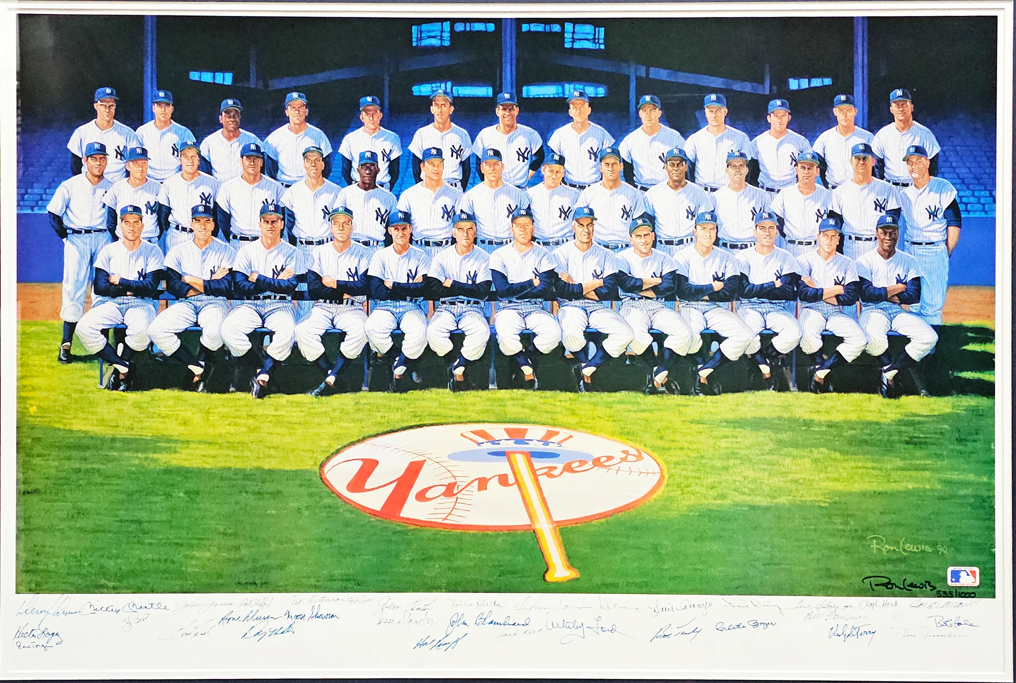 1961 New York Yankees Autographed Framed 24x36 Lithograph Photo With 34 Signatures Including Mickey Mantle & Yogi Berra #535/1000 PSA/DNA #AI03402 - Image 2