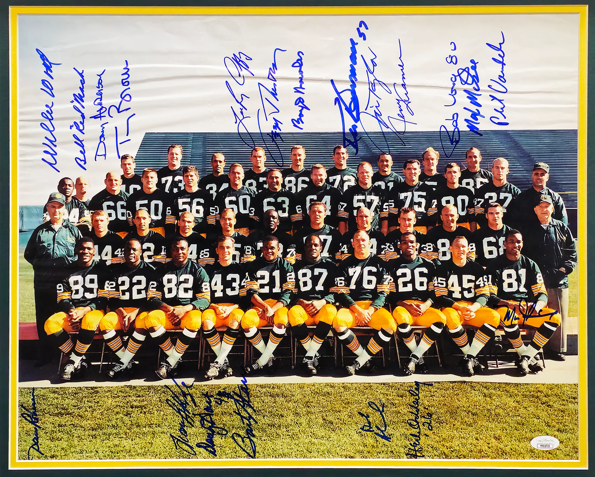 1966 Super Bowl I Champion Green Bay Packers Team Autographed Framed 16x20 Photo With 20 Signatures Including Bart Starr JSA #YY02722 - Image 2