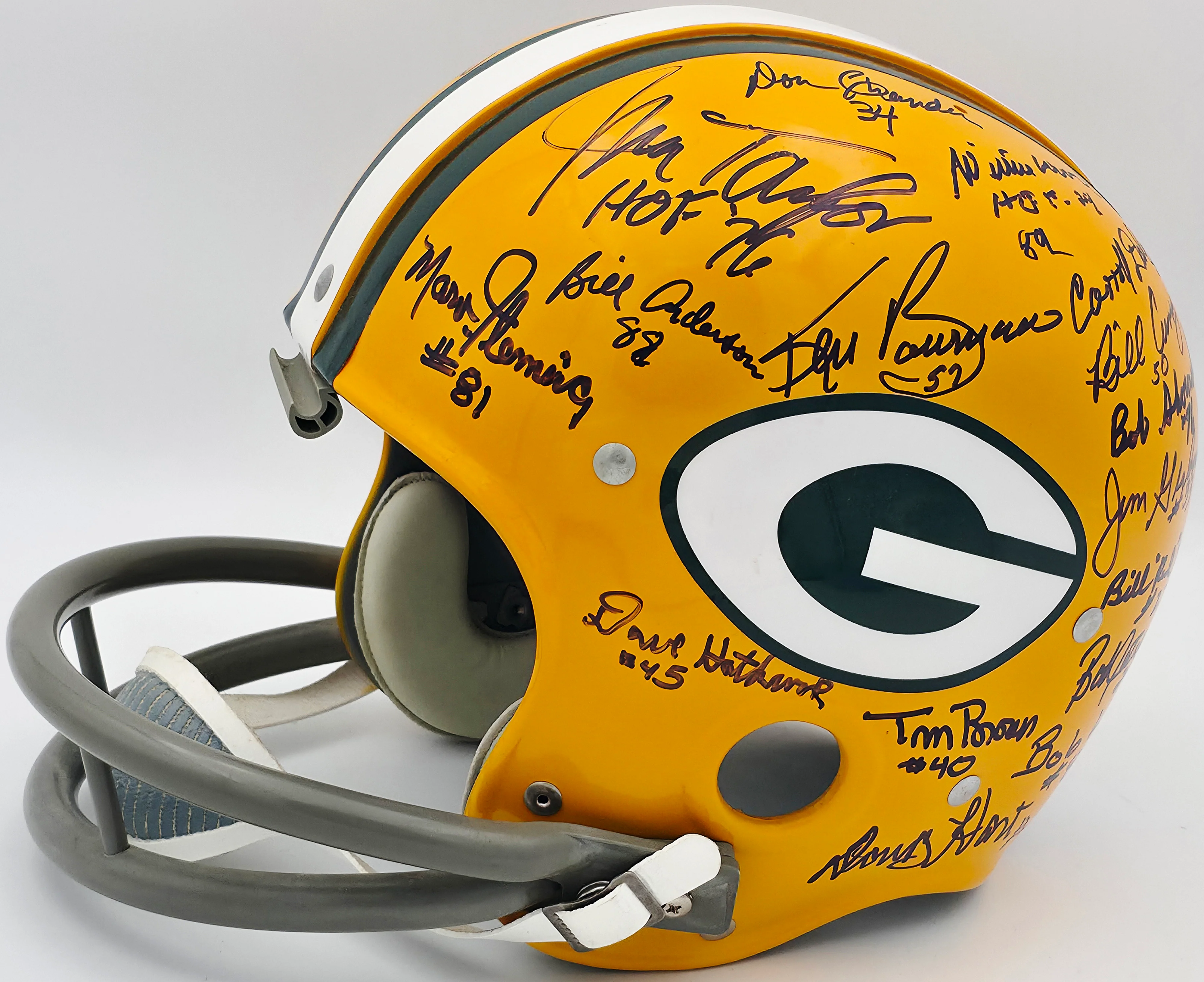 1966 Super Bowl I Champions Green Bay Packers Team Autographed Yellow Full Size Replica Helmet With 32 Signatures Including Bart Starr & Jim Taylor Beckett BAS #AE16656 - Image 2