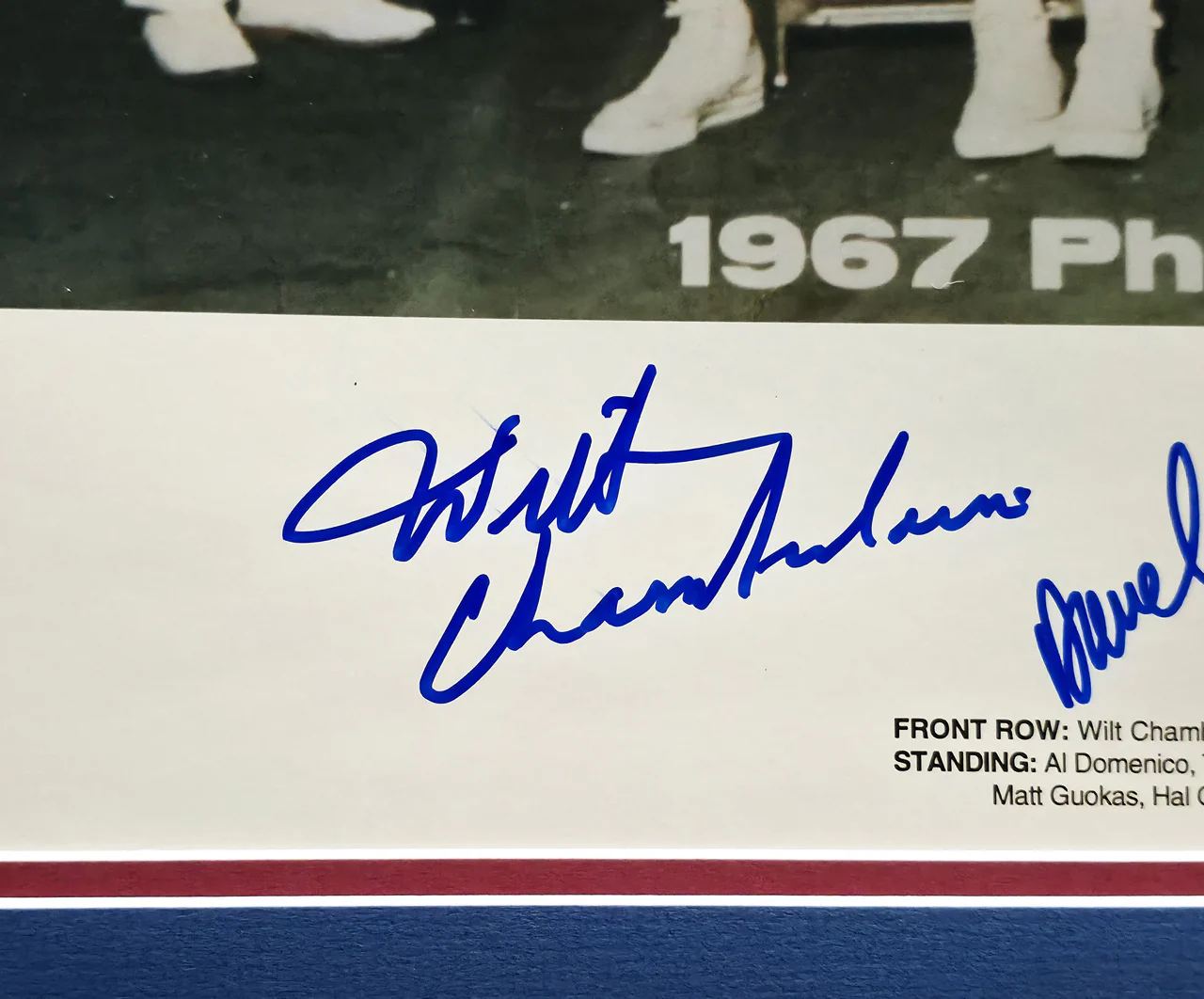 1967 Philadelphia 76ers Team Autographed Framed 16x20 Photo With 12 Signatures Including Wilt Chamberlain Beckett BAS #AE31376 - Image 3