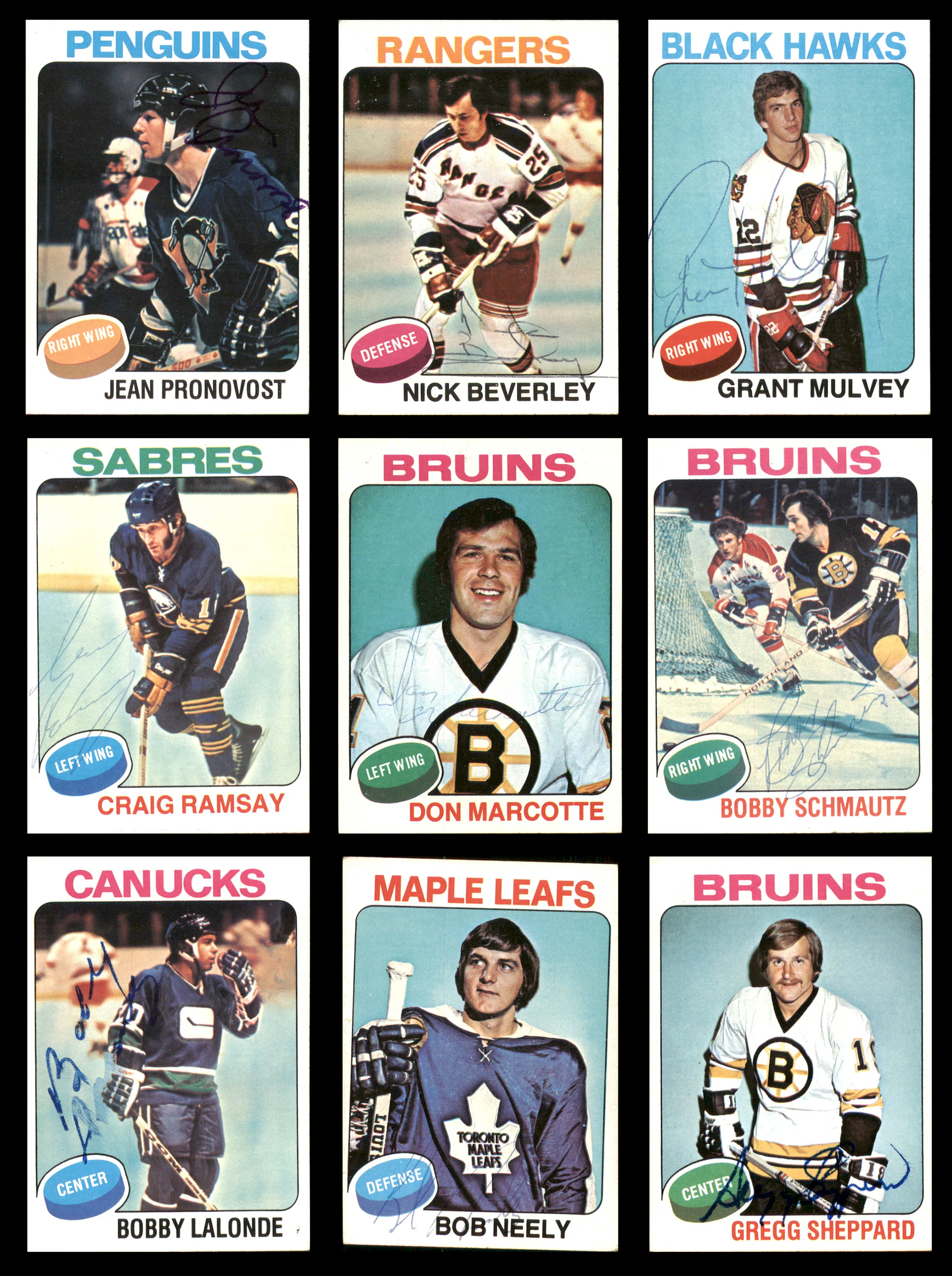 1975-76 Topps Hockey Autographed Cards (68 Count Lot - All Different) SKU #257887 - Image 2
