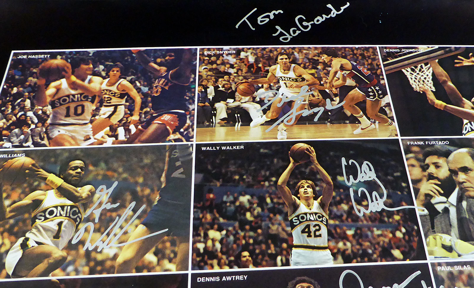 1978-79 NBA Champions Seattle Supersonics Autographed 17x22 Poster Photo With 9 Total Signatures Including Fred Brown & Lenny Wilkens MCS Holo #51045 - Image 2