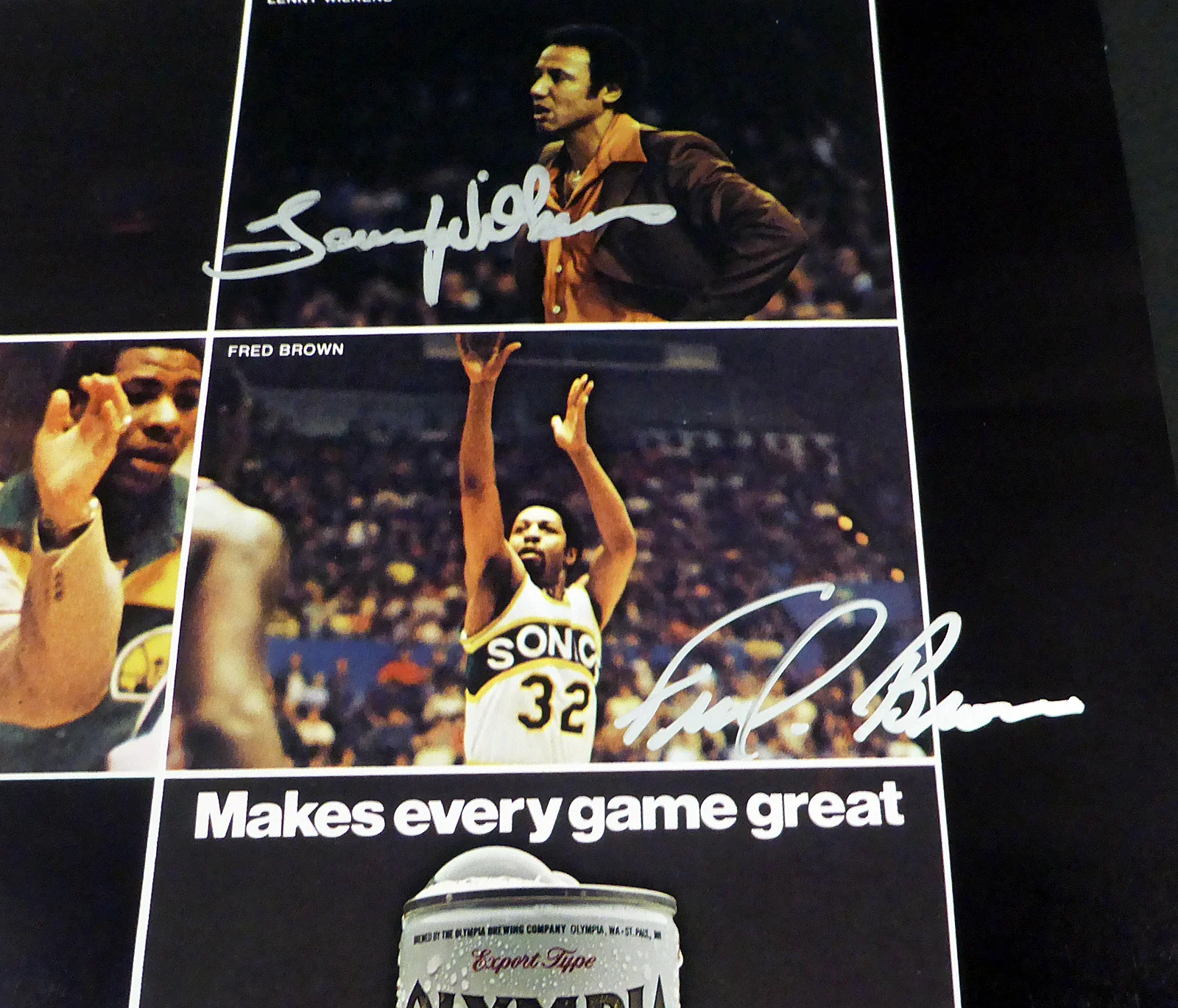 1978-79 NBA Champions Seattle Supersonics Autographed 17x22 Poster Photo With 9 Total Signatures Including Fred Brown & Lenny Wilkens MCS Holo #51045 - Image 5