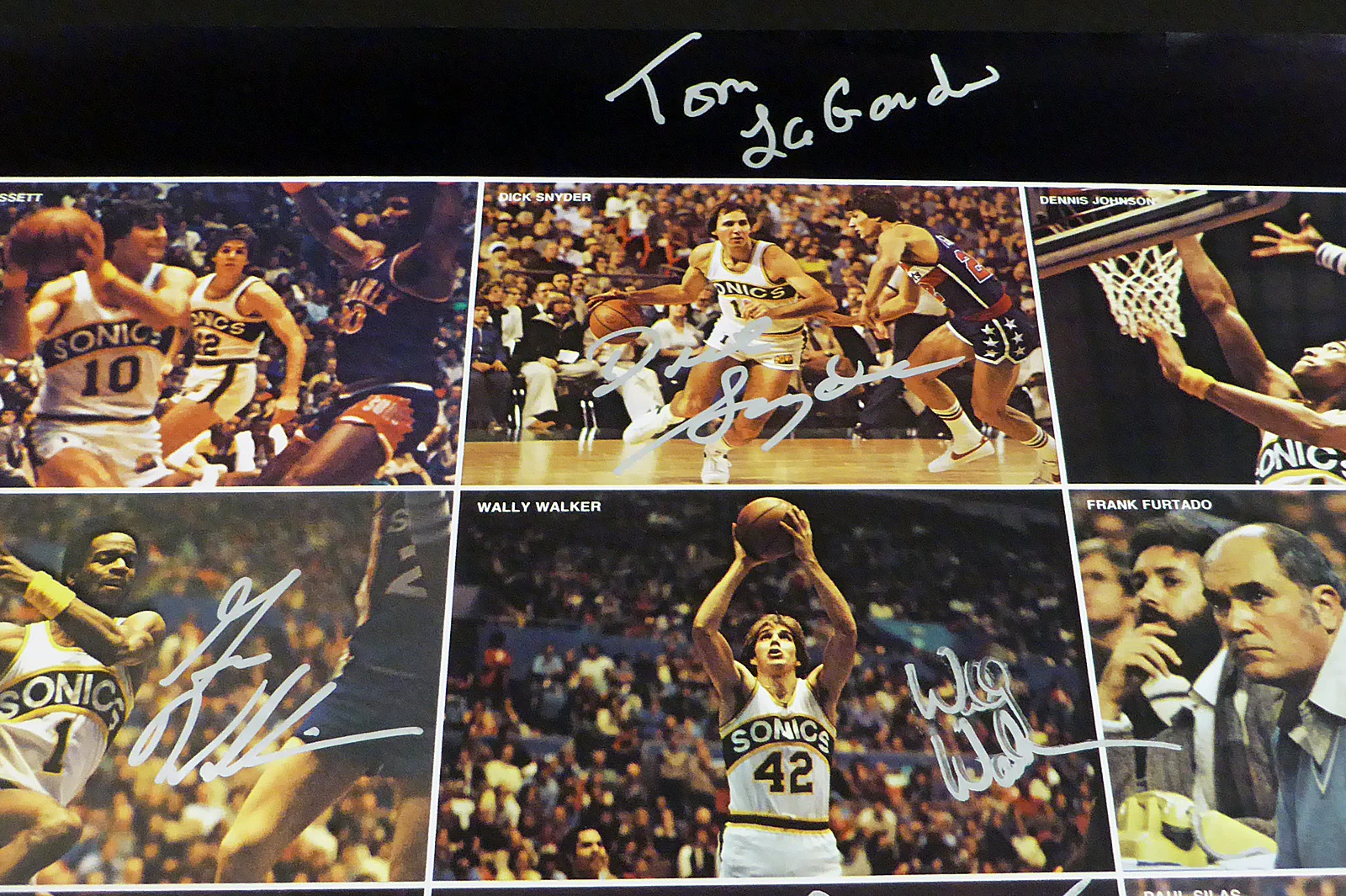 1978-79 NBA Champions Seattle Supersonics Autographed 17x22 Poster Photo With 9 Total Signatures Including Fred Brown & Lenny Wilkens MCS Holo #51046 - Image 2