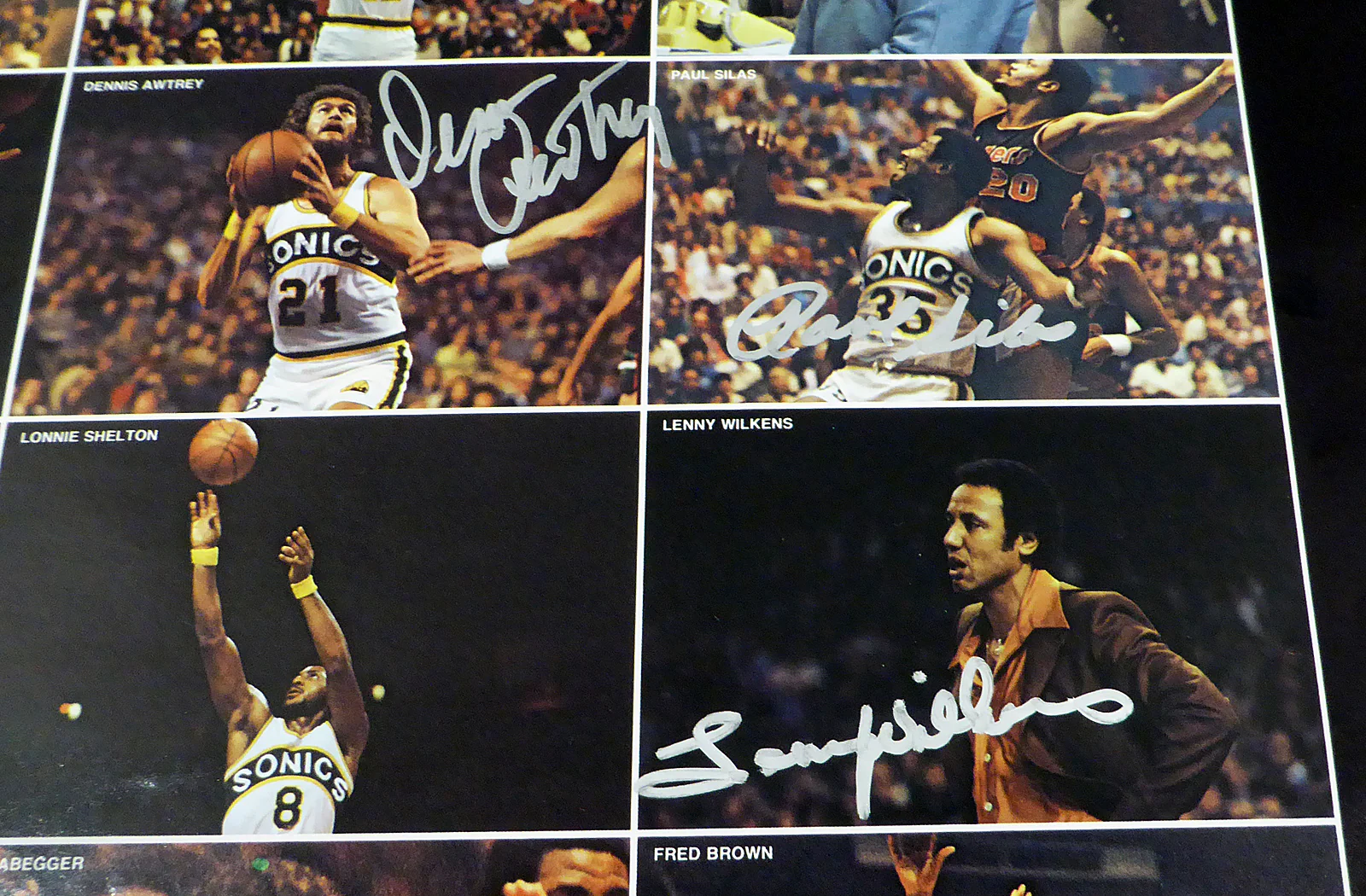 1978-79 NBA Champions Seattle Supersonics Autographed 17x22 Poster Photo With 9 Total Signatures Including Fred Brown & Lenny Wilkens MCS Holo #51046 - Image 3