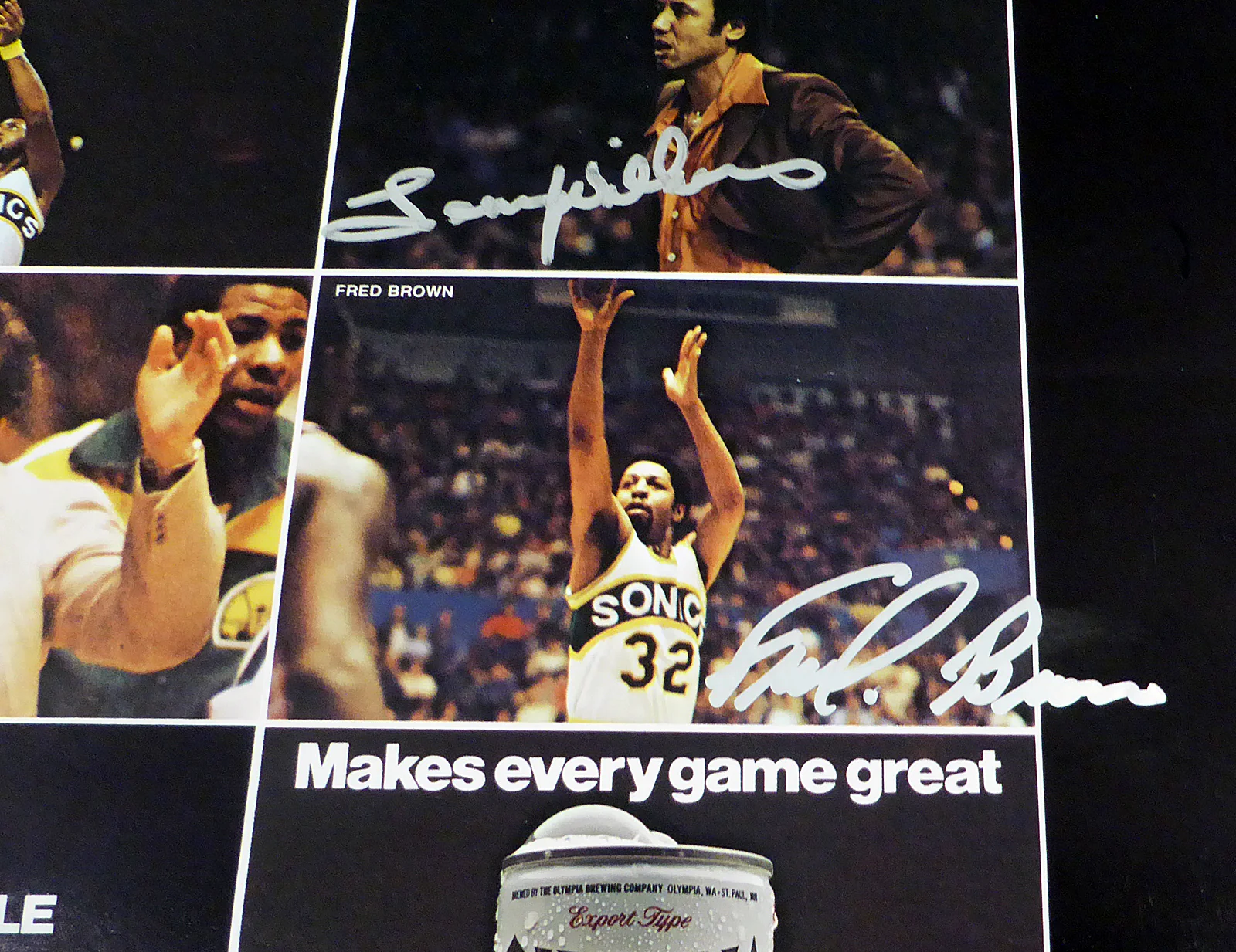 1978-79 NBA Champions Seattle Supersonics Autographed 17x22 Poster Photo With 9 Total Signatures Including Fred Brown & Lenny Wilkens MCS Holo #51046 - Image 5
