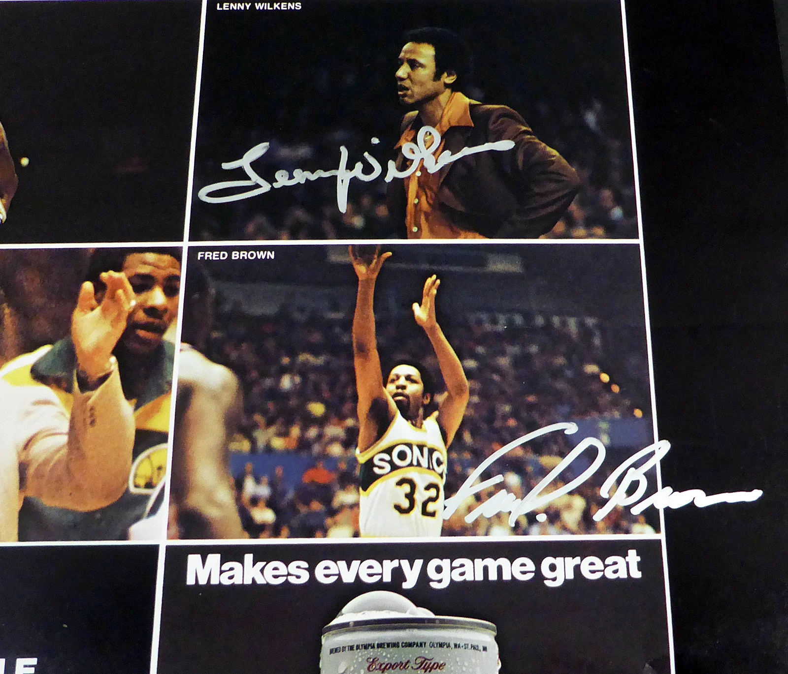 1978-79 NBA Champions Seattle Supersonics Autographed 17x22 Poster Photo With 9 Total Signatures Including Fred Brown & Lenny Wilkens MCS Holo #51047 - Image 5
