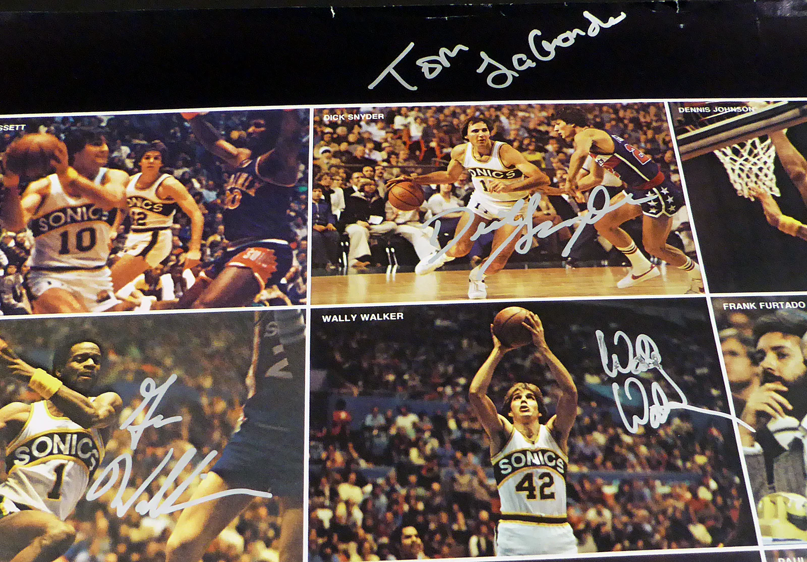 1978-79 NBA Champions Seattle Supersonics Autographed 17x22 Poster Photo With 9 Total Signatures Including Fred Brown & Lenny Wilkens MCS Holo #51048 - Image 2