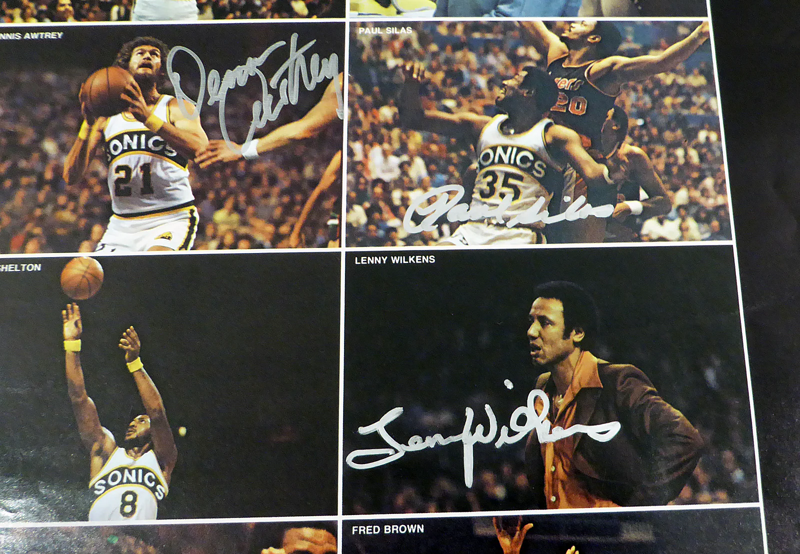 1978-79 NBA Champions Seattle Supersonics Autographed 17x22 Poster Photo With 9 Total Signatures Including Fred Brown & Lenny Wilkens MCS Holo #51048 - Image 3