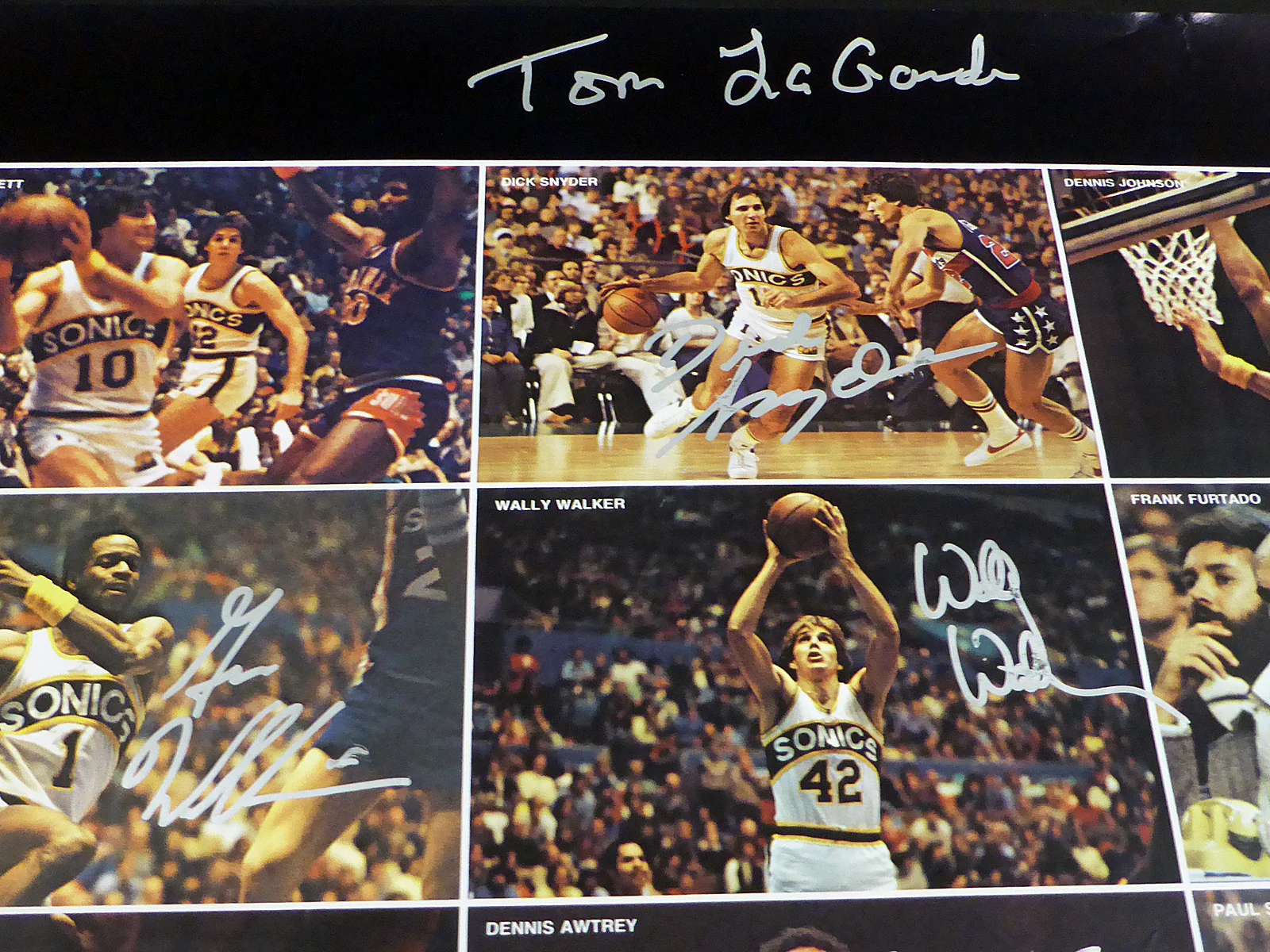1978-79 NBA Champions Seattle Supersonics Autographed 17x22 Poster Photo With 9 Total Signatures Including Fred Brown & Lenny Wilkens MCS Holo #51049 - Image 2