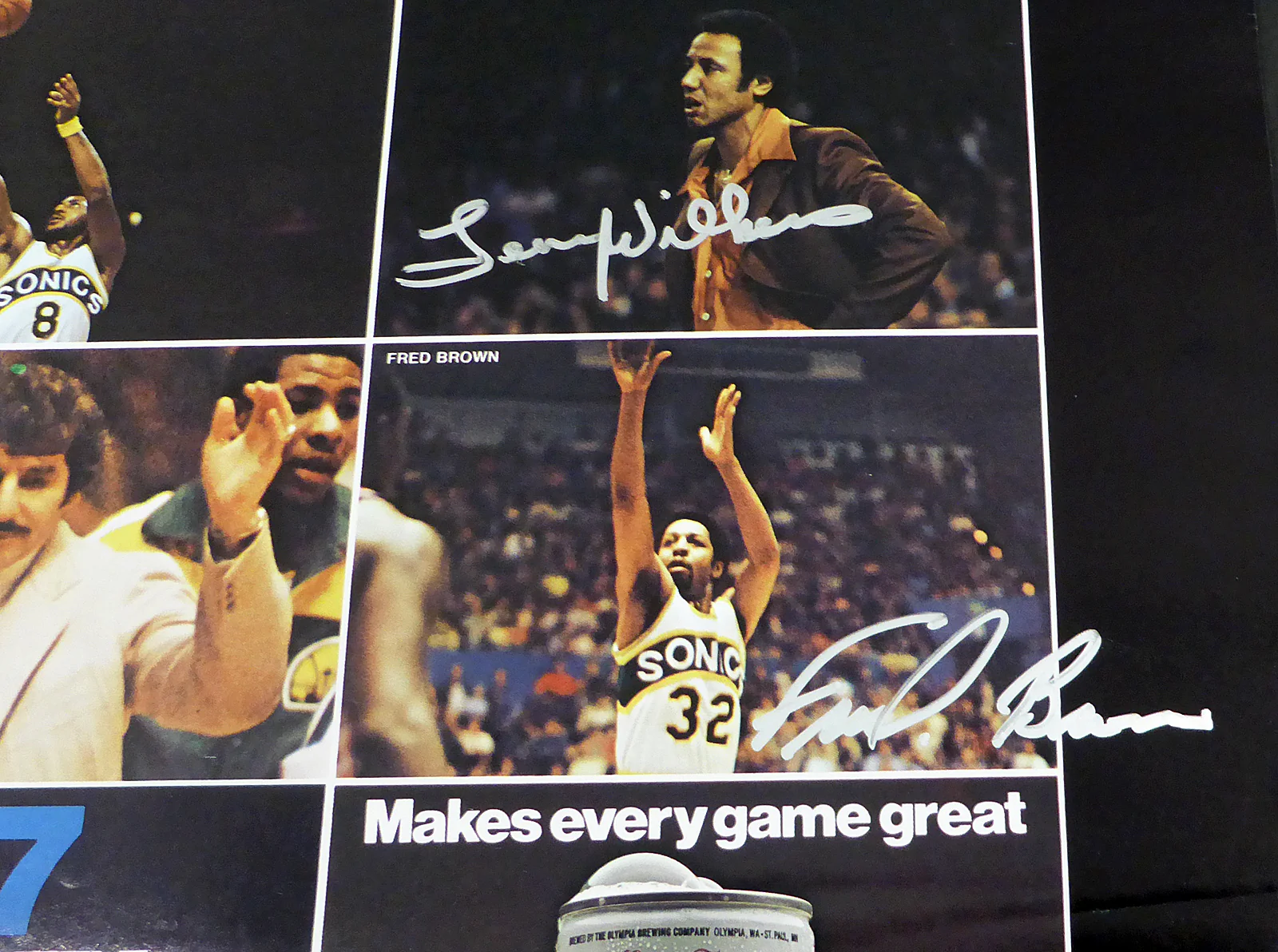 1978-79 NBA Champions Seattle Supersonics Autographed 17x22 Poster Photo With 9 Total Signatures Including Fred Brown & Lenny Wilkens MCS Holo #51049 - Image 5