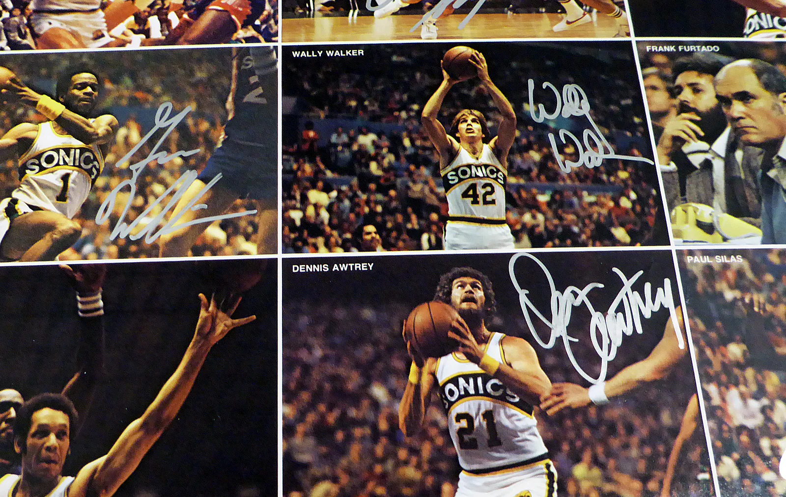 1978-79 NBA Champions Seattle Supersonics Autographed 17x22 Poster Photo With 9 Total Signatures Including Fred Brown & Lenny Wilkens MCS Holo #51053 - Image 3