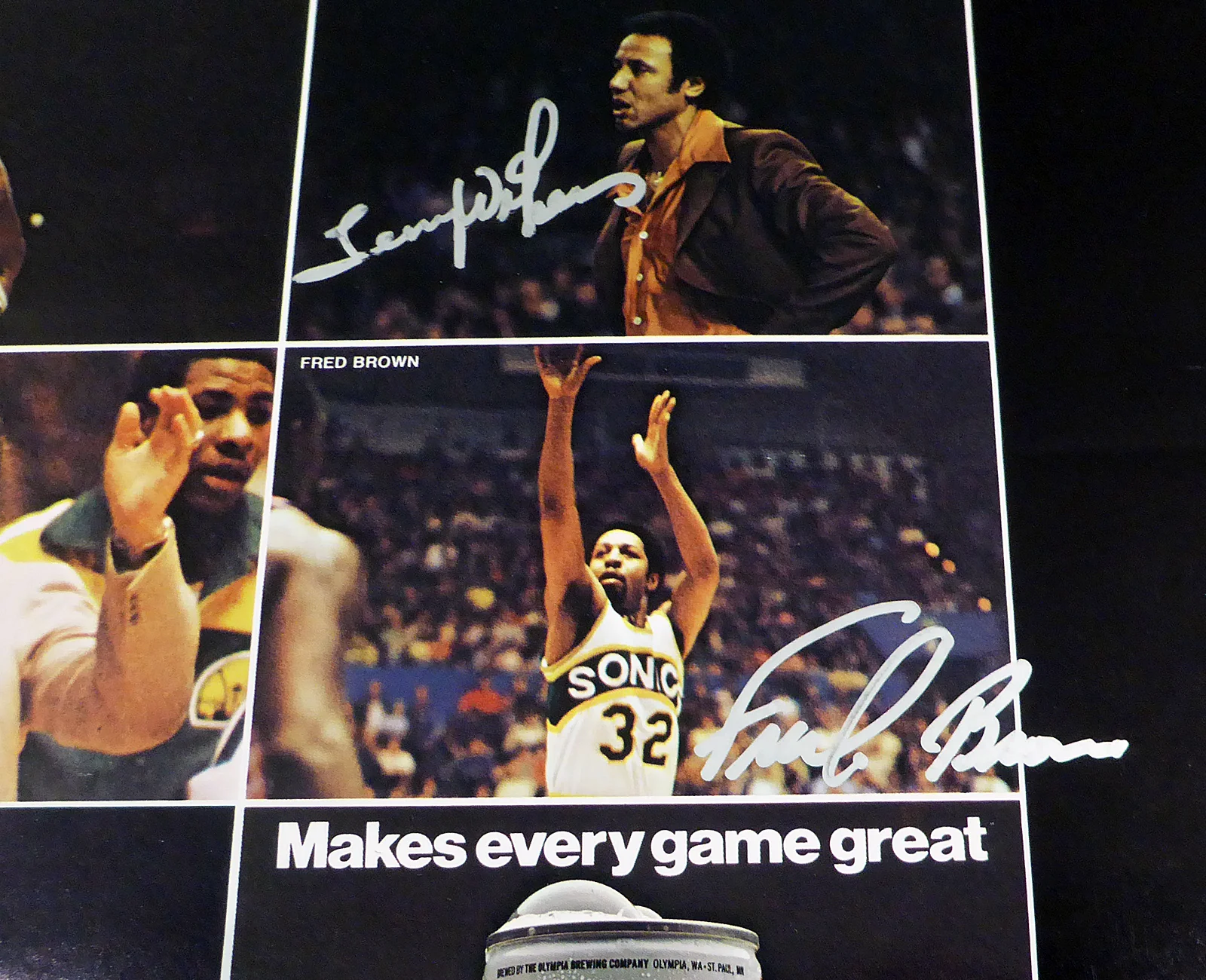 1978-79 NBA Champions Seattle Supersonics Autographed 17x22 Poster Photo With 9 Total Signatures Including Fred Brown & Lenny Wilkens MCS Holo #51053 - Image 5