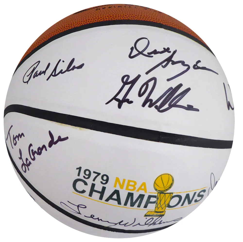 1978-79 NBA Champions Seattle Supersonics Multi Signed Autographed Basketball With 9 Signatures Including Fred Brown & Lenny Wilkens MCS Holo Stock #145851 - Image 3