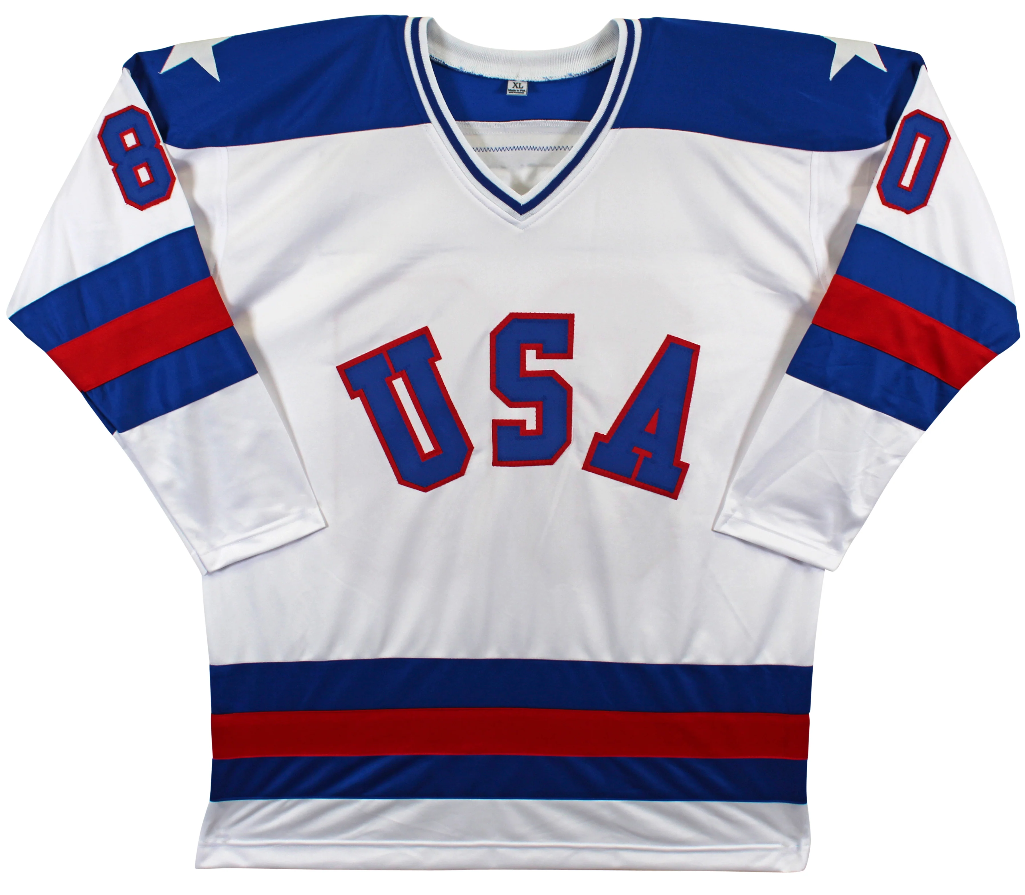 1980 USA Hockey 18 Autos Craig, Eruzione, Broten Signed White Jersey BAS Witness - Image 4