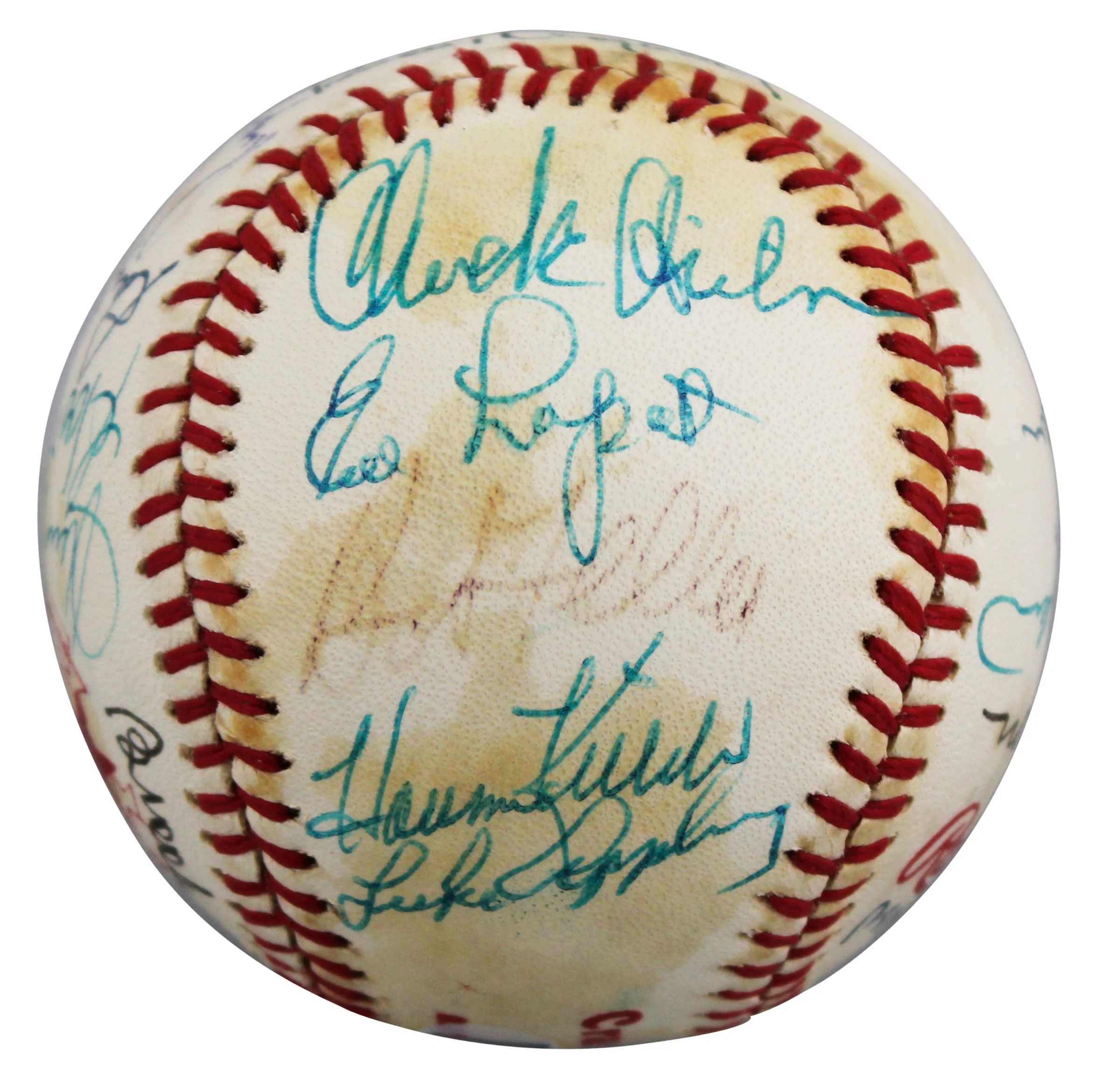 1982 Cracker Jacks (19) Maris, Robinson, Killebrew Signed Baseball BAS #A61784 - Image 5
