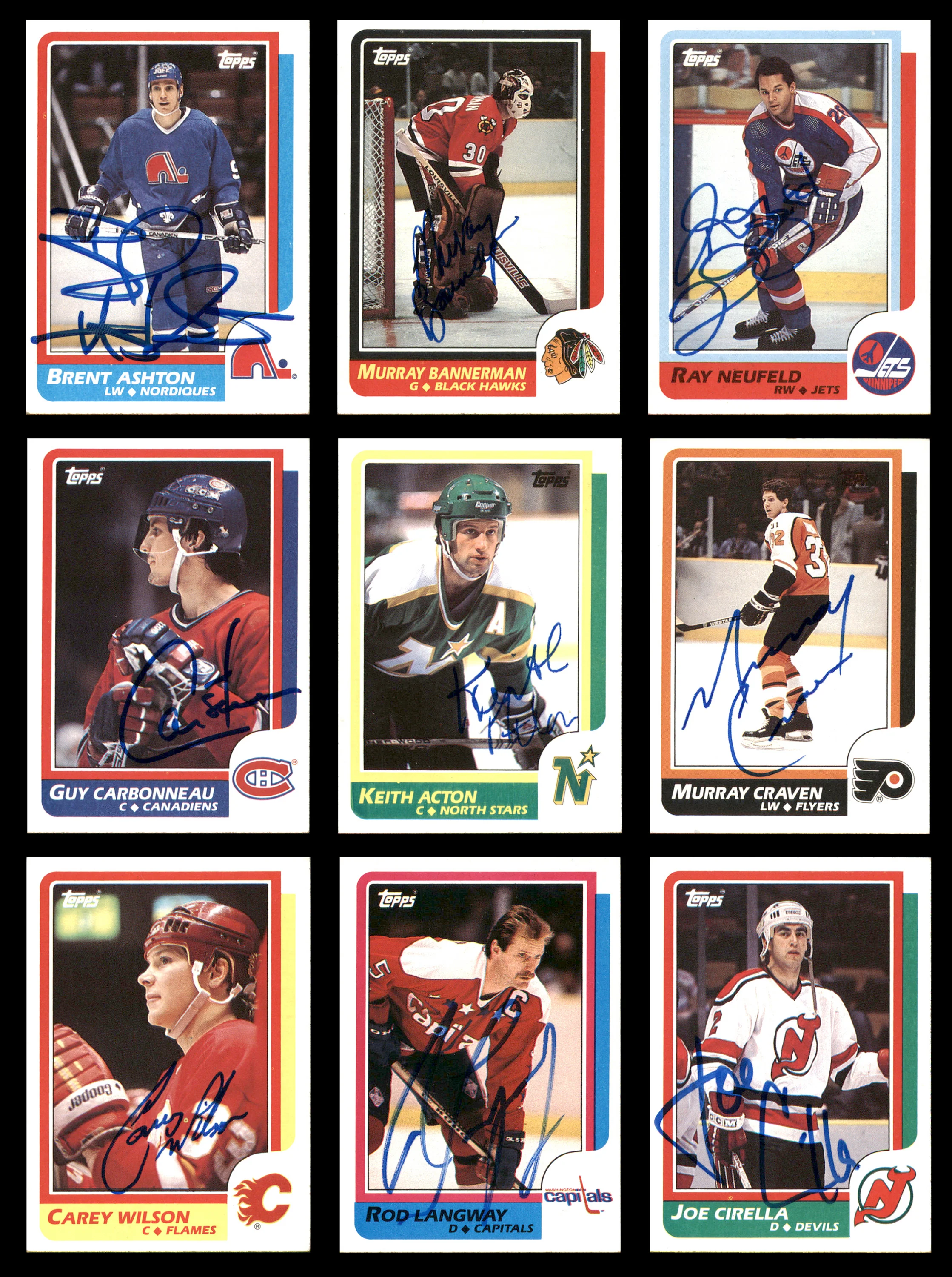 1986-87 Topps Hockey Autographed Cards (94 Count Lot - All Different) SKU #257872 - Image 2