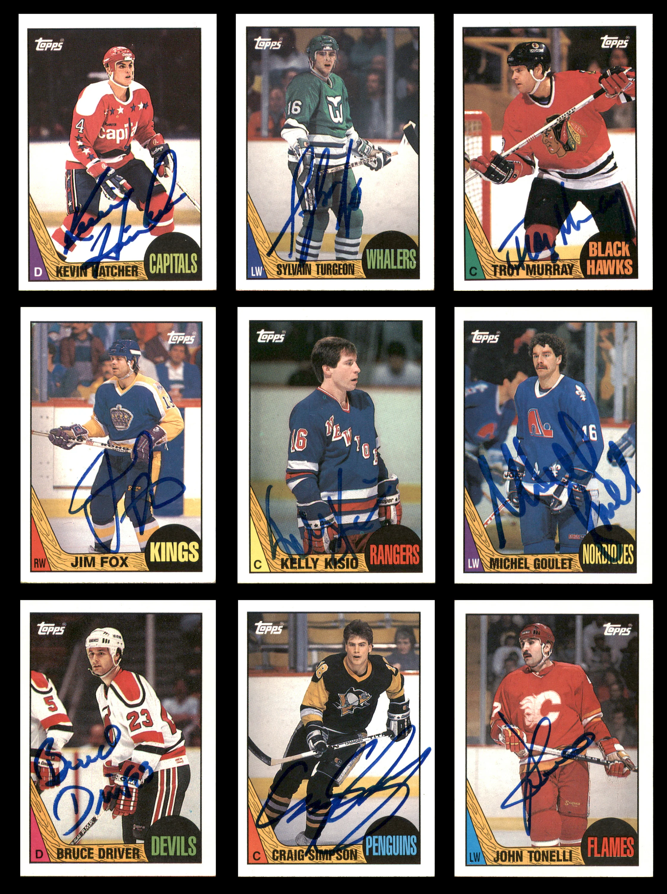 1987-88 Topps Hockey Autographed Cards (81 Count Lot - All Different) SKU #257891 - Image 4