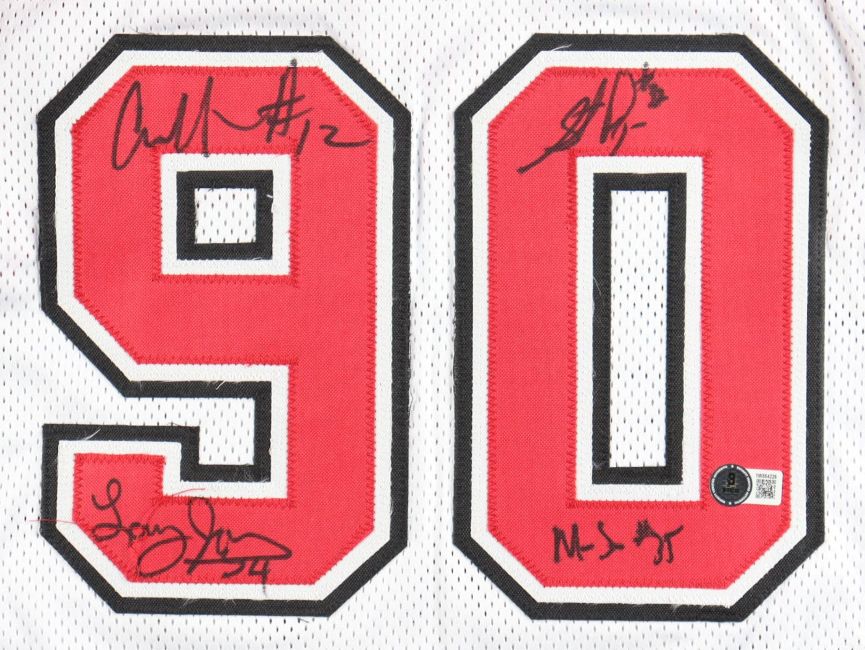 1989-90 UNLV Larry Johnson Augmon Hunt Scurry Signed White Basketball Jersey BAS - Image 2