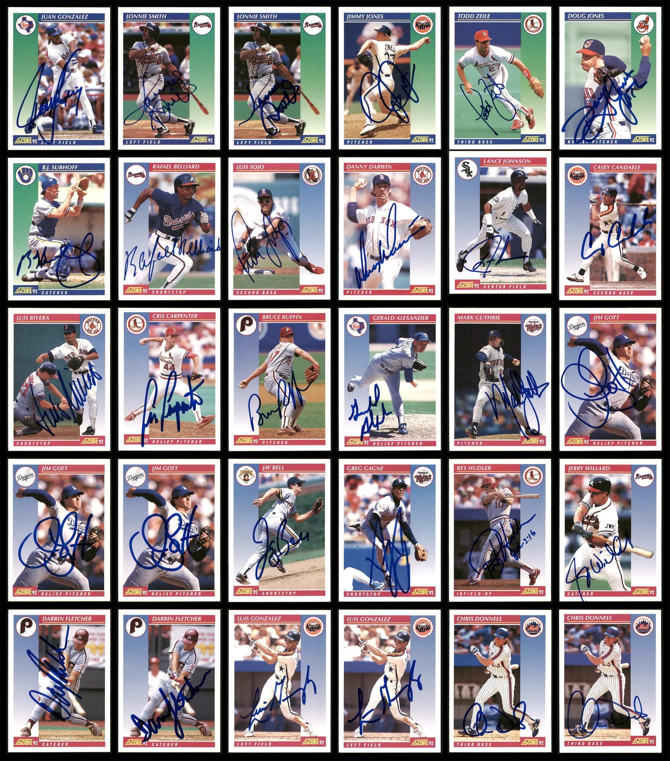 1992 Score Baseball Autographed Cards Lot Of 128 SKU #185566