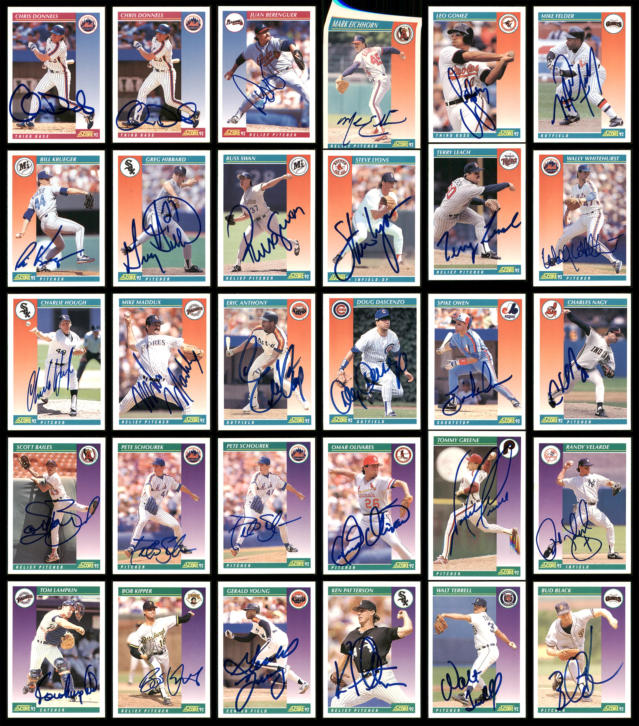 1992 Score Baseball Autographed Cards Lot Of 128 SKU #185566 - Image 2