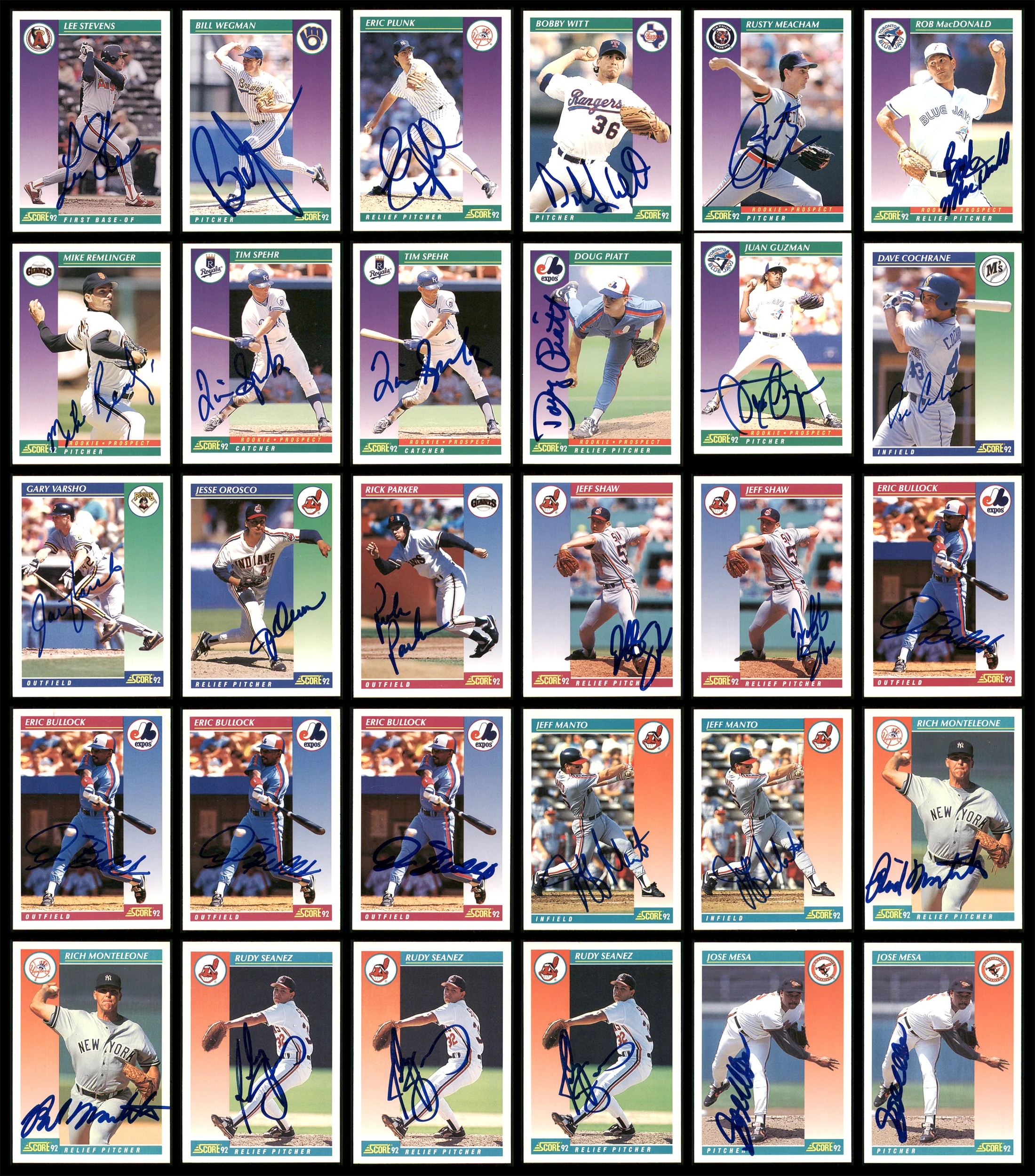1992 Score Baseball Autographed Cards Lot Of 128 SKU #185566 - Image 3