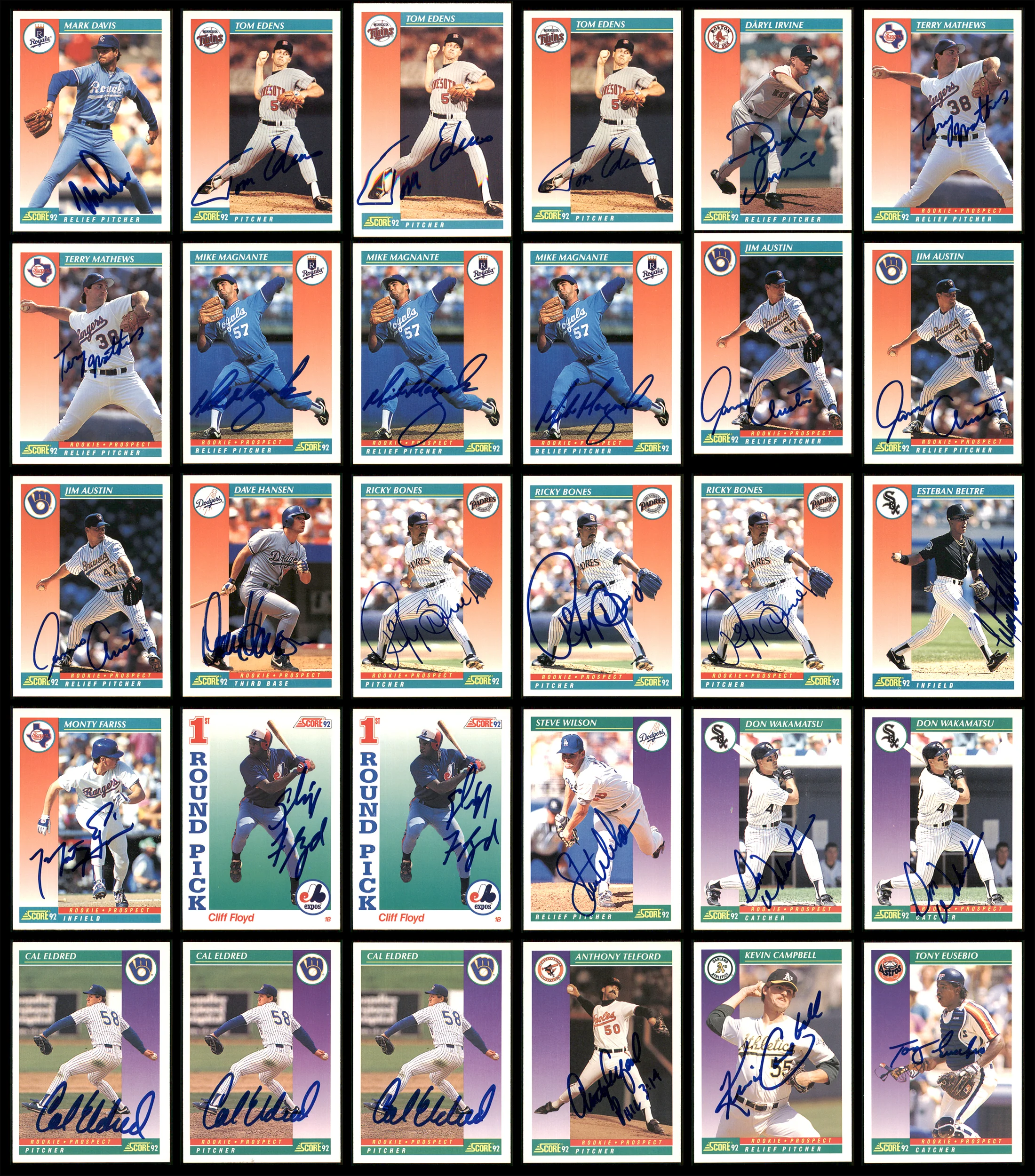 1992 Score Baseball Autographed Cards Lot Of 128 SKU #185566 - Image 4
