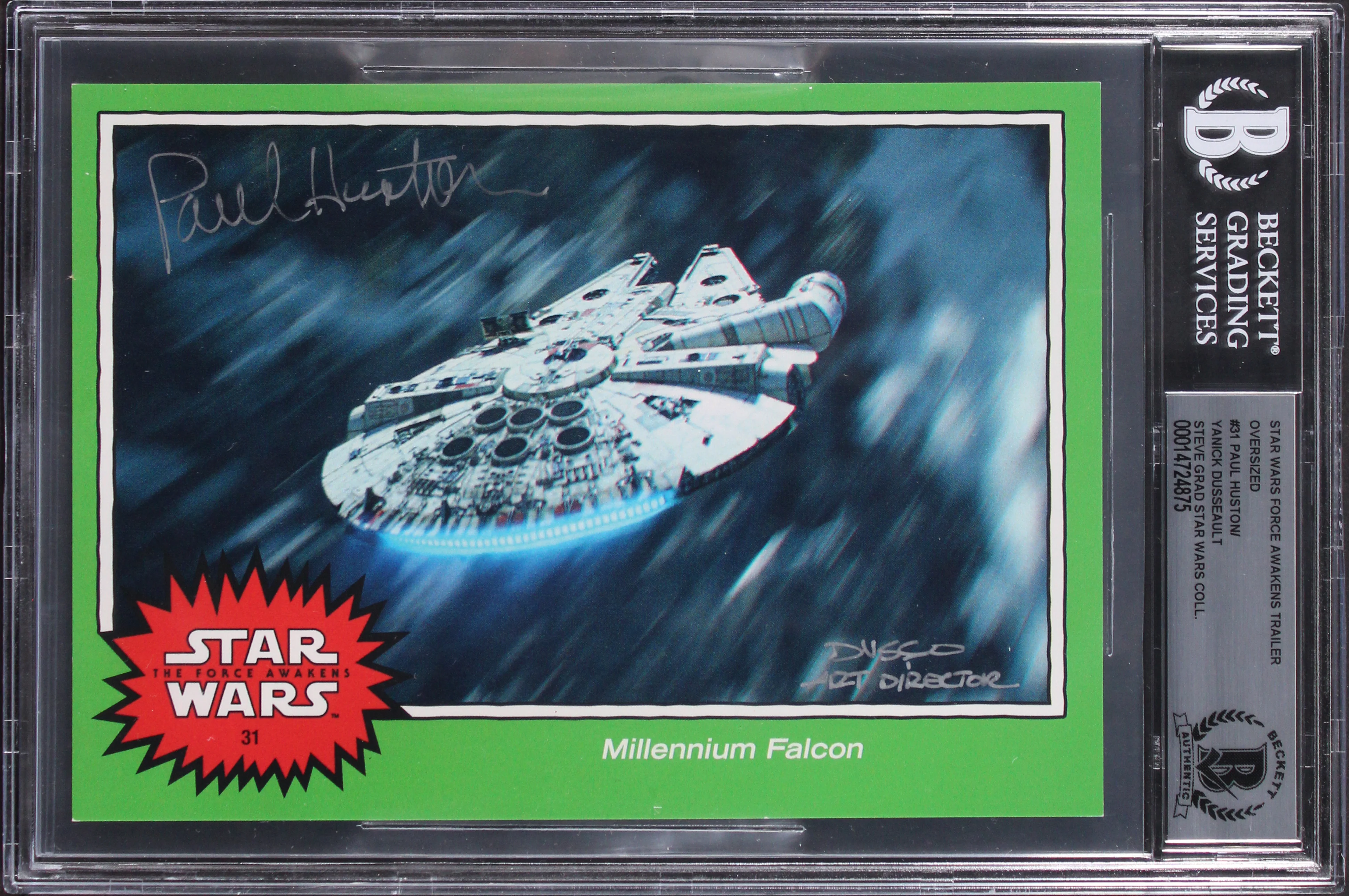 (2) Huston & Dusseault Signed 2015 Star Wars FA Trailer OVS #31 Card BAS Slab 2 - Image 2