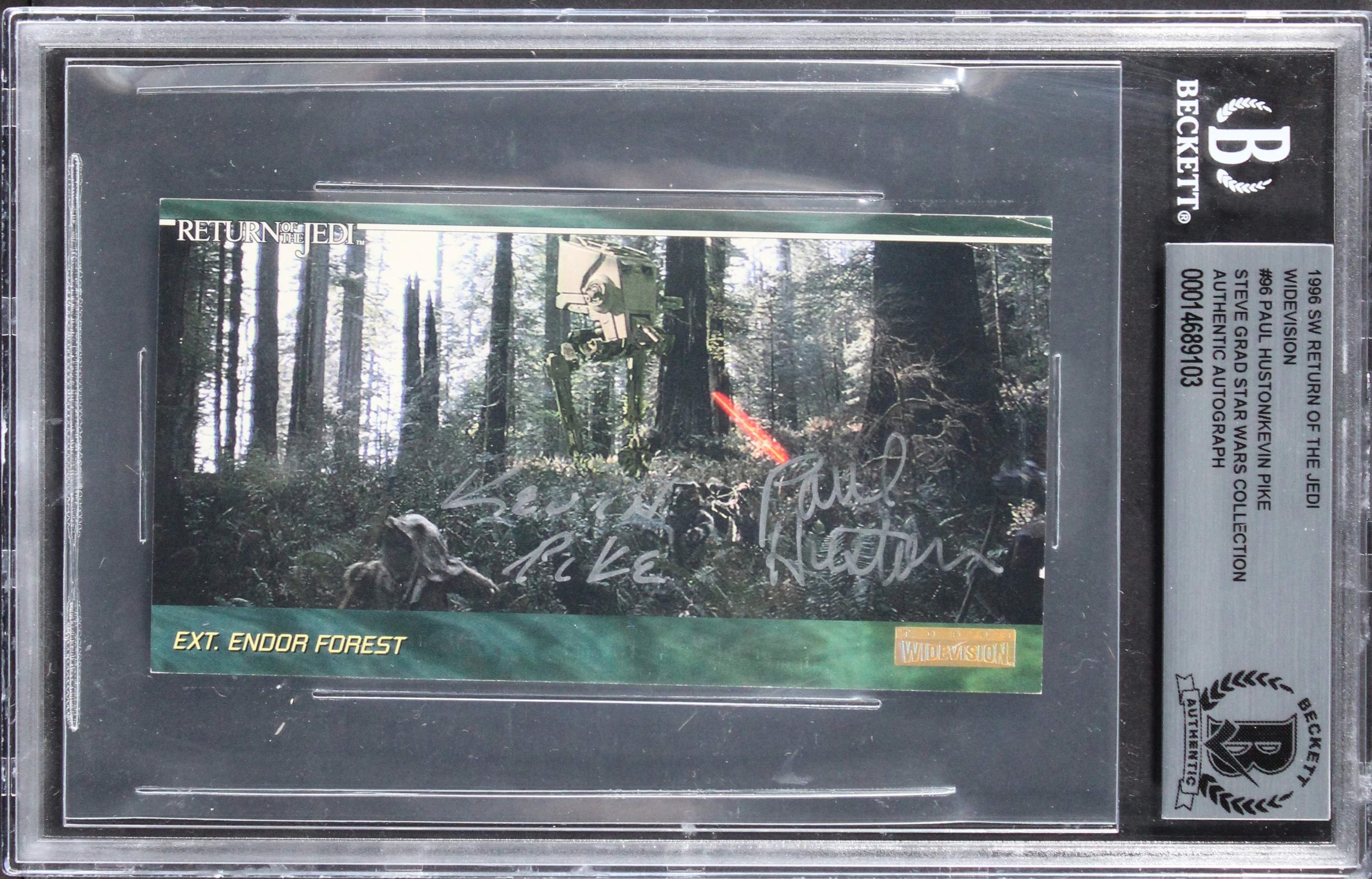 (2) Huston & Pike Signed 1996 Star Wars ROTJ Widevision #99 Card BAS Slabbed - Image 2