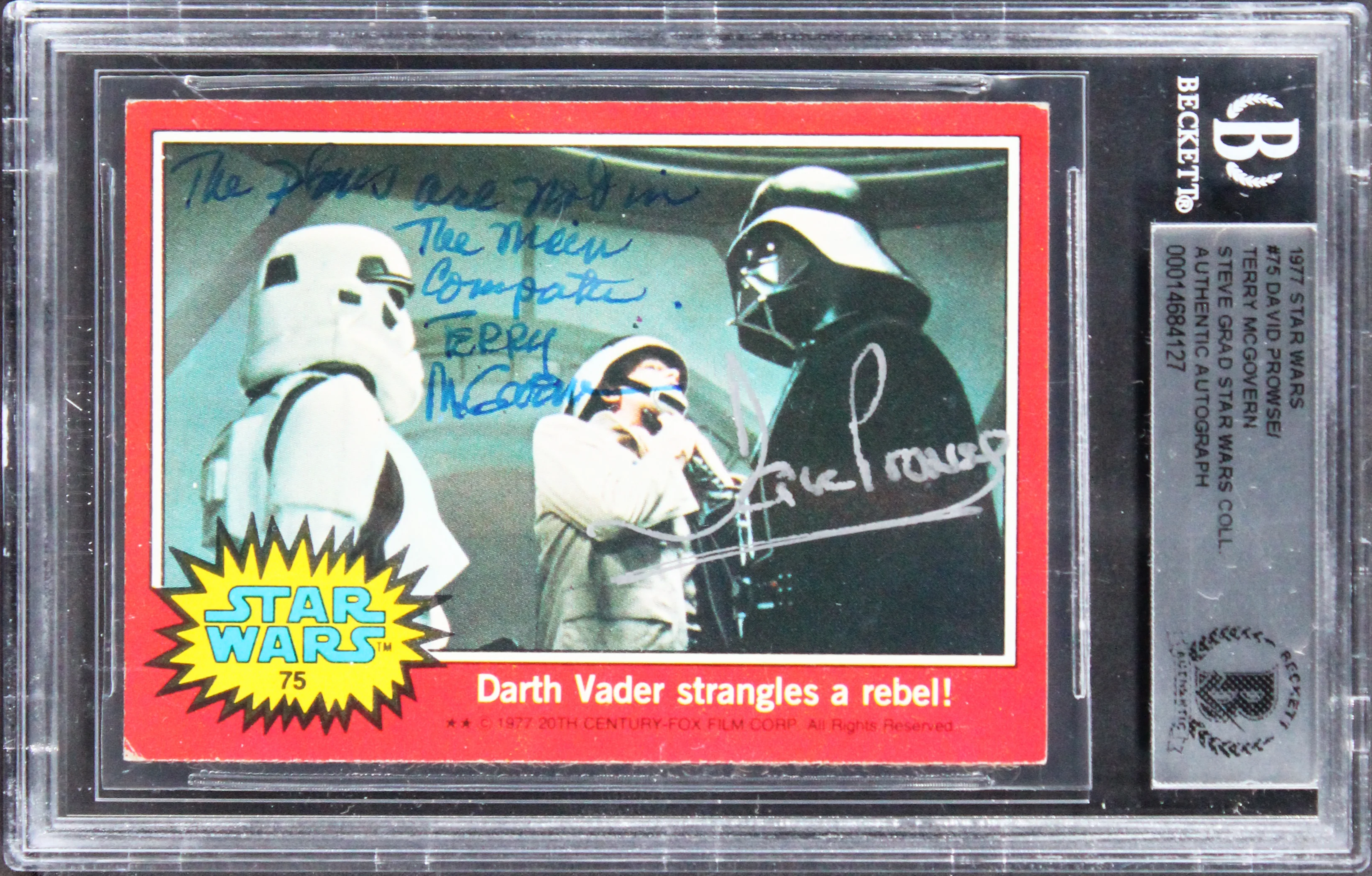 (2) Prowse & McGovern "w/ Insc" Signed 1977 Star Wars #75 Card BAS Slabbed - Image 2