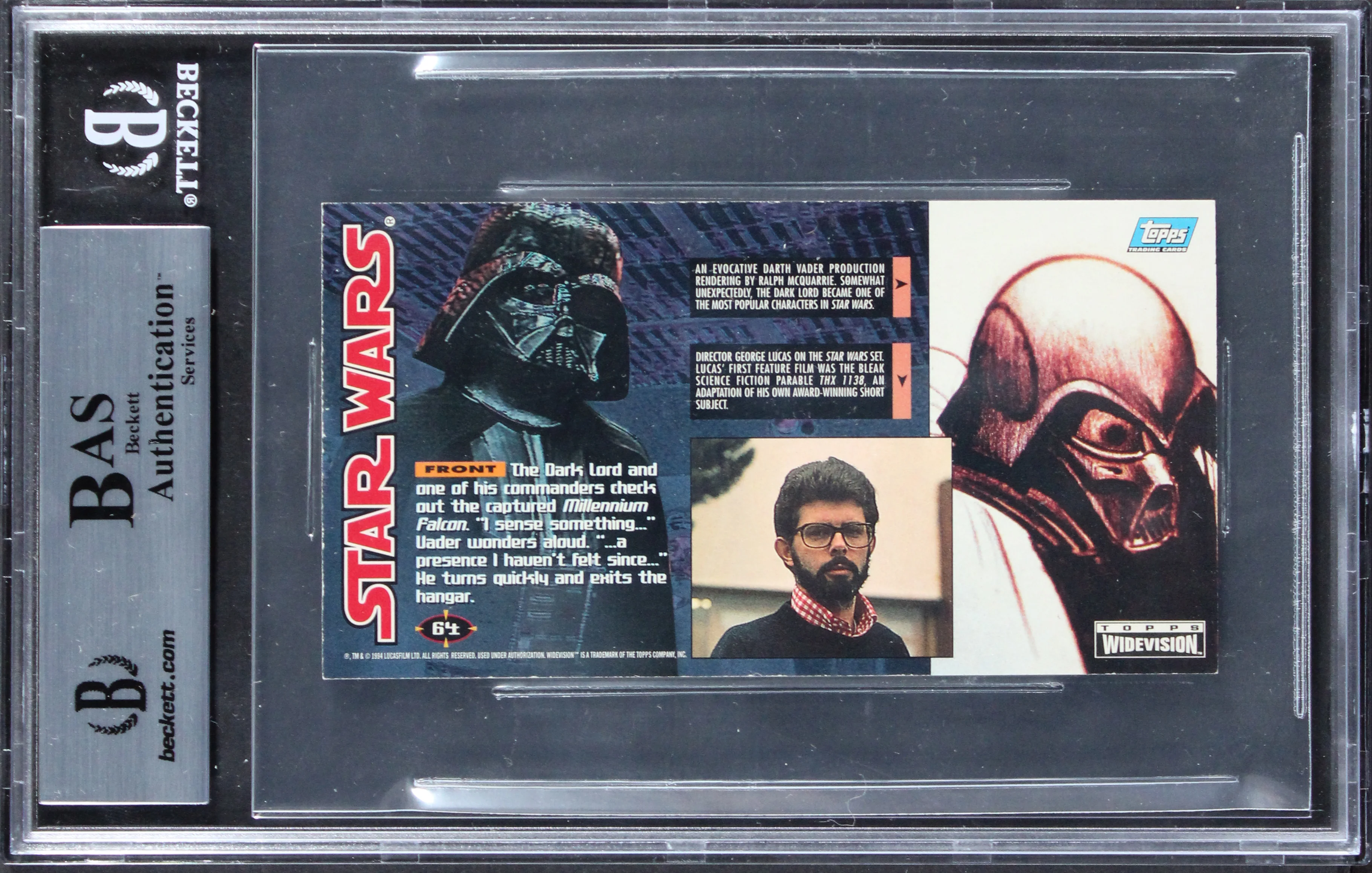 (2) Prowse & Muncke "w/ Insc" Signed 1995 Star Wars Widevision #64 Card BAS Slab - Image 3