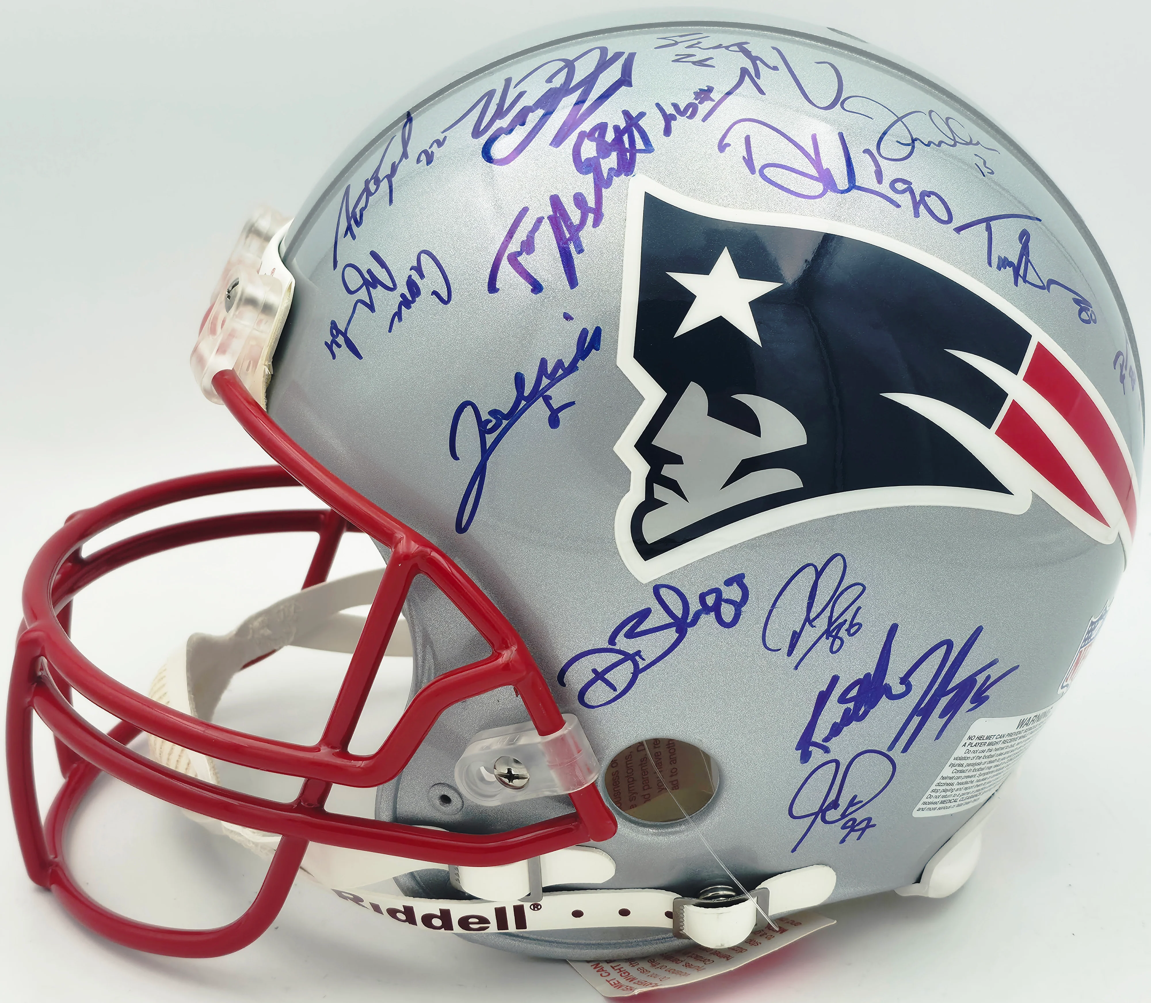 2005 New England Patriots Team Autographed Silver Full Size Authentic Helmet With 29 Signatures Including Tom Brady #211/350 Steiner Holo SKU #260017 - Image 3