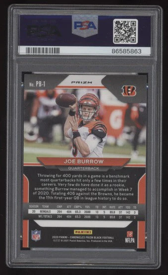 2020 Panini Chronicles Prizm Black Joe Burrow RC Silver #PB1 PSA 9 Mint - Image 2