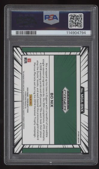 2024 Prizm Draft Picks - Bo Nix Manga RC PSA 10 Gem Mint - Image 2