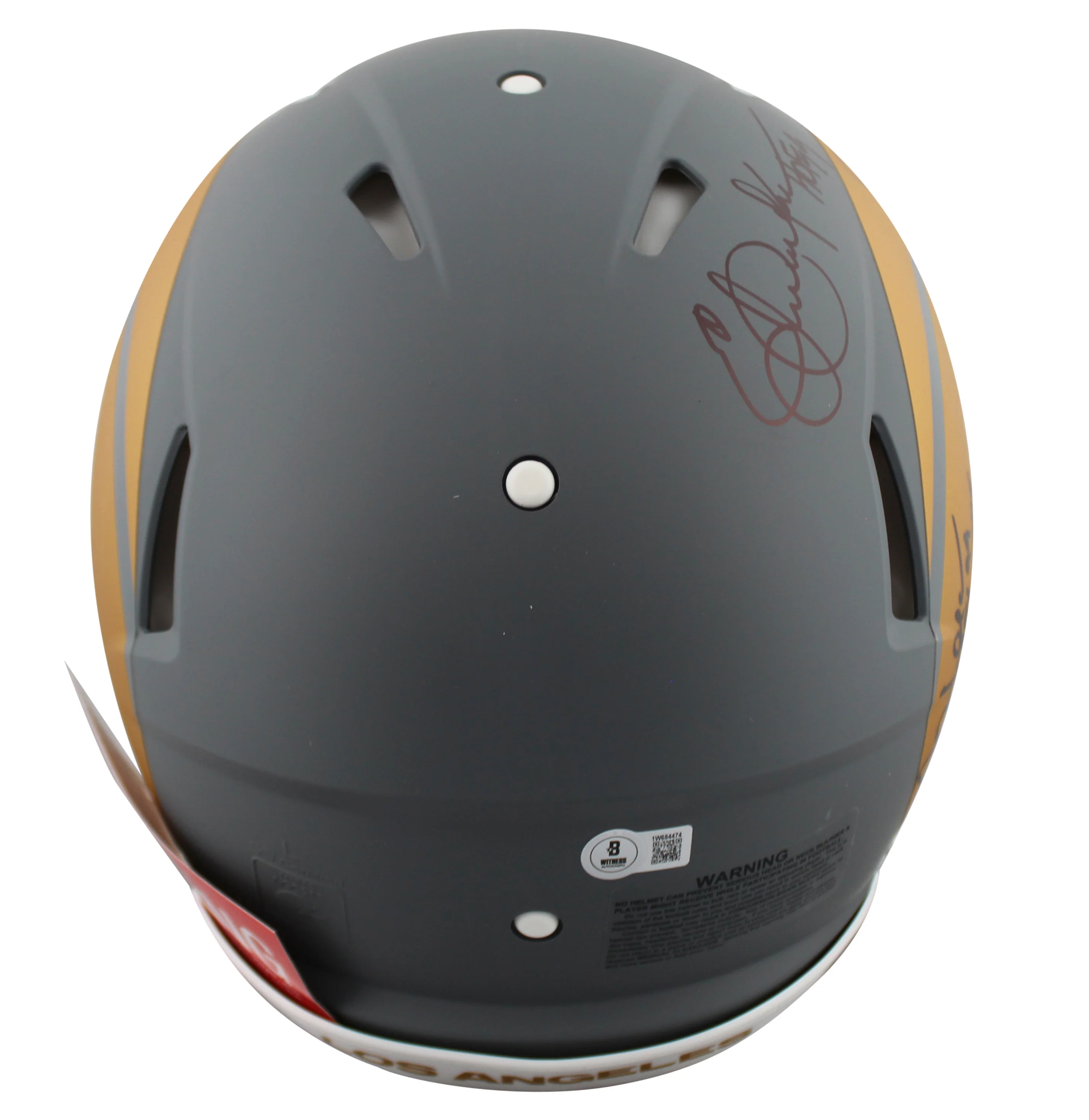 (3) Bettis, Dickerson, & Faulk Signed Slate F/S Speed Proline Helmet w/ Case BAS - Image 4