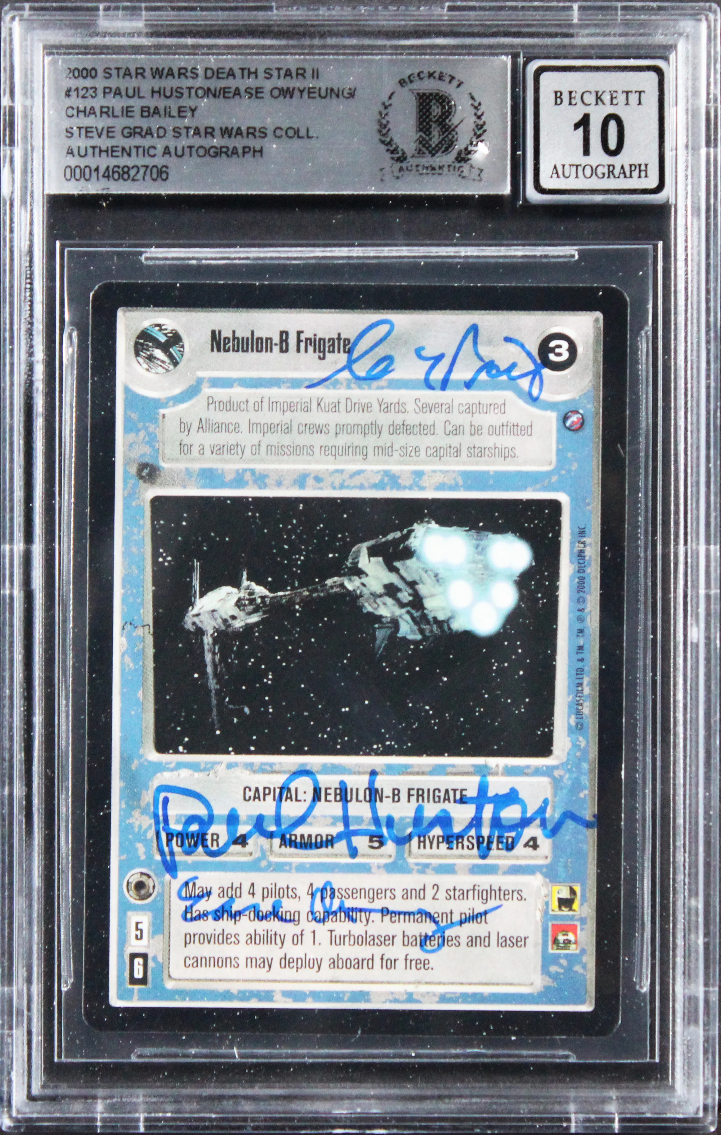(3) Huston +2 Signed 2000 Star Wars Death Star II #123 Card Auto 10! BAS Slabbed - Image 2