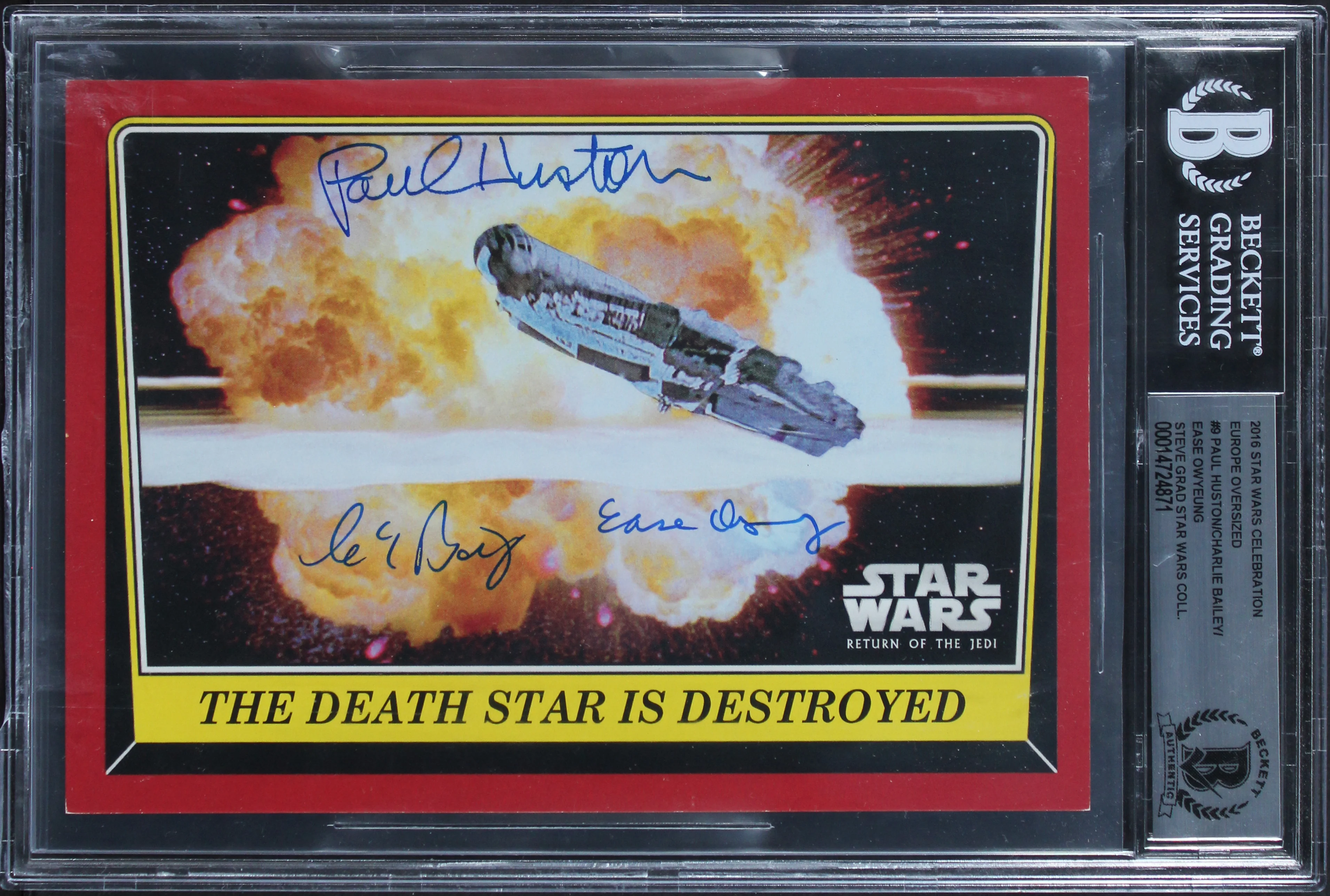 (3) Huston +3 Signed 2016 Star Wars Celebration Europe OVS #9 Card BAS Slabbed - Image 2