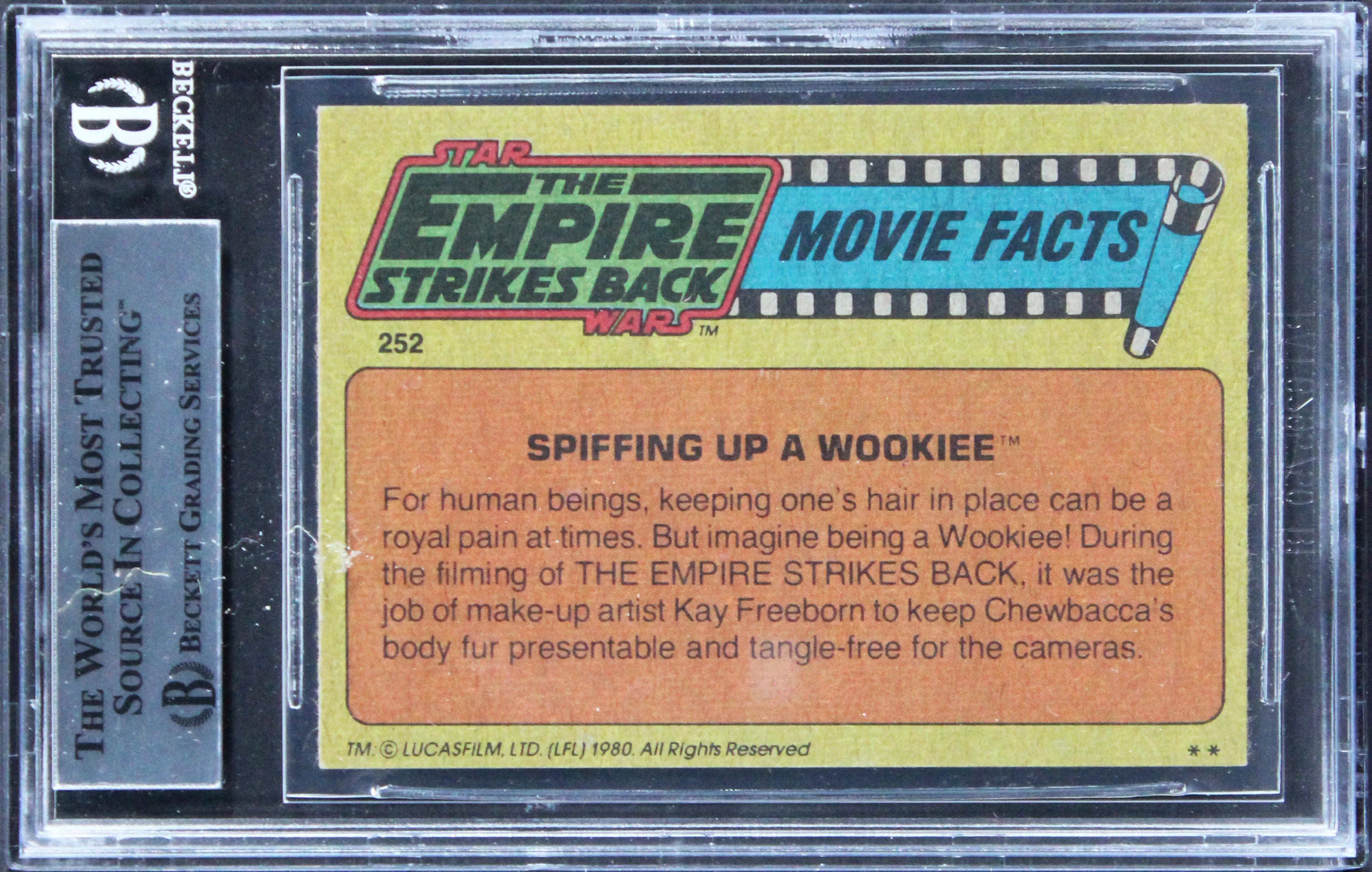 (3) Peter Mayhew, Freeborn +1 Signed 1980 Star Wars ESB #252 Card BAS Slabbed - Image 3