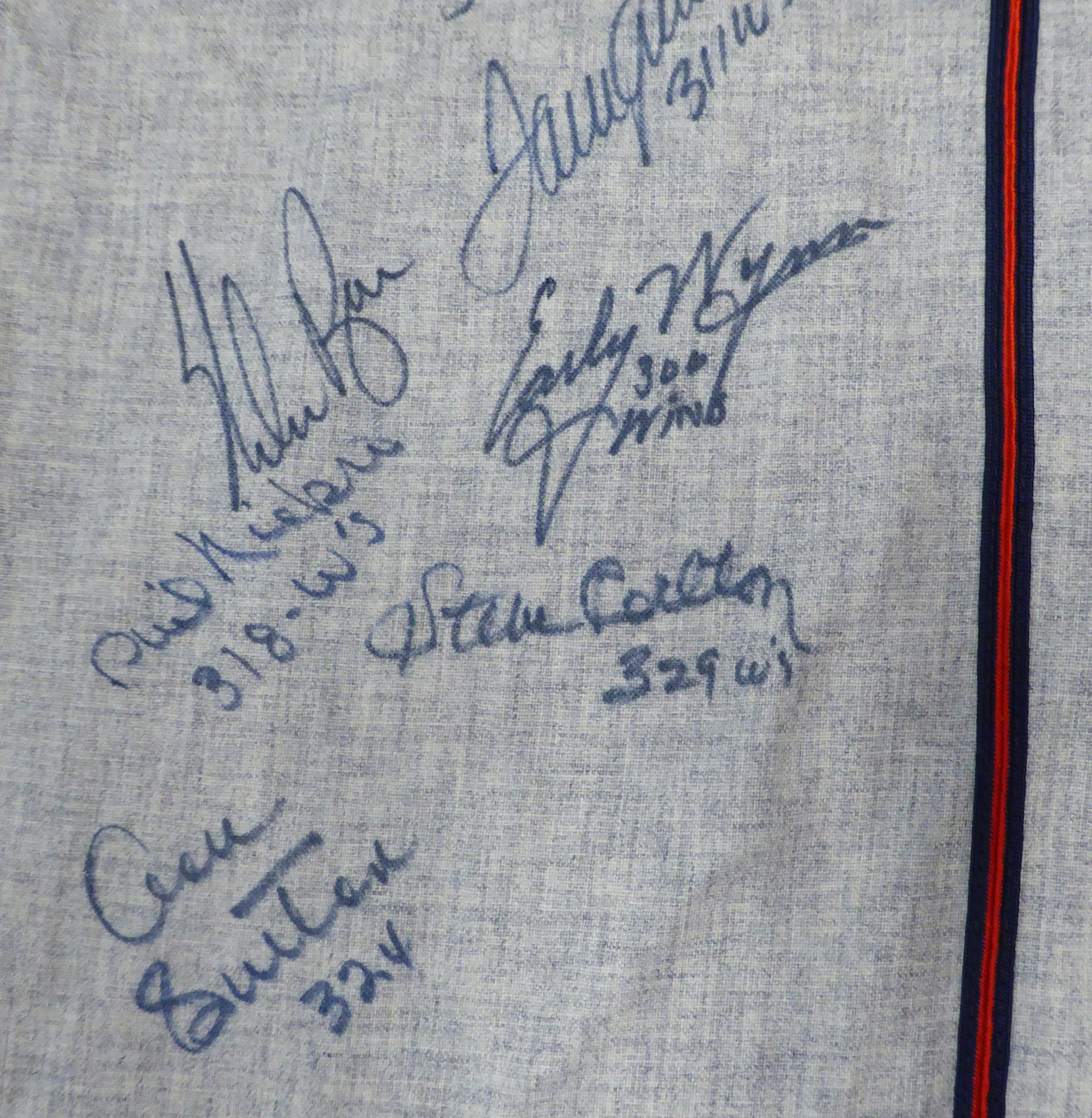 300 Win Club Autographed Jersey With 8 Signatures Including Nolan Ryan, Tom Seaver and Warren Spahn JSA #XX71926 - Image 4
