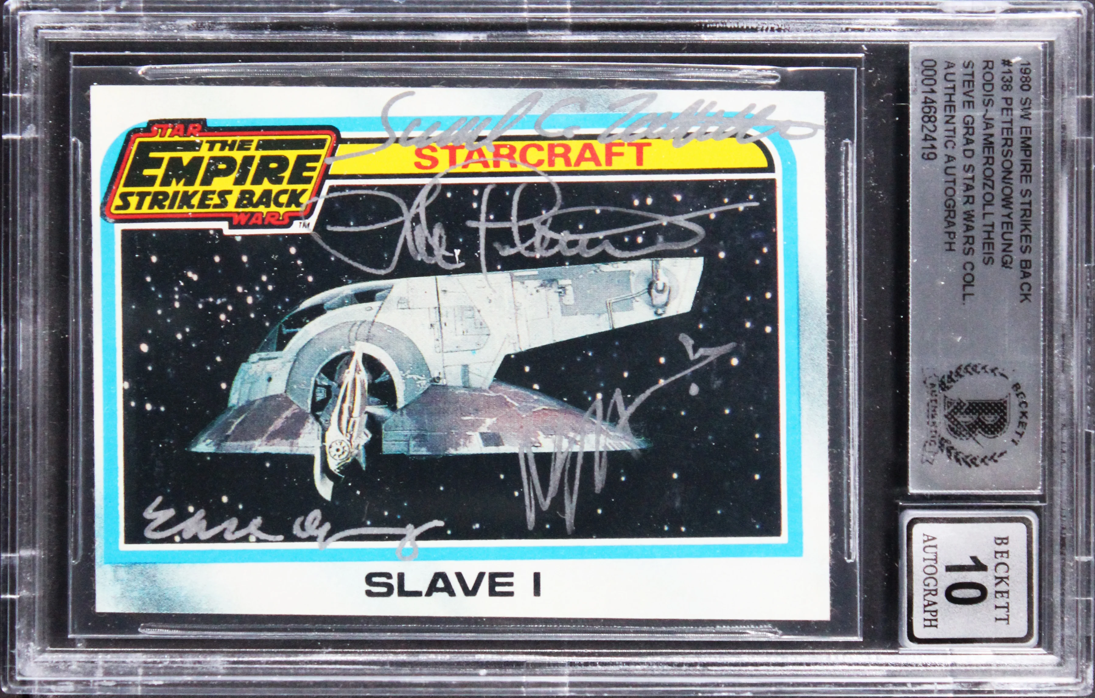 (4) Peterson +3 Signed 1980 Star Wars ESB #138 Card Auto Grade 10! BAS Slabbed - Image 2