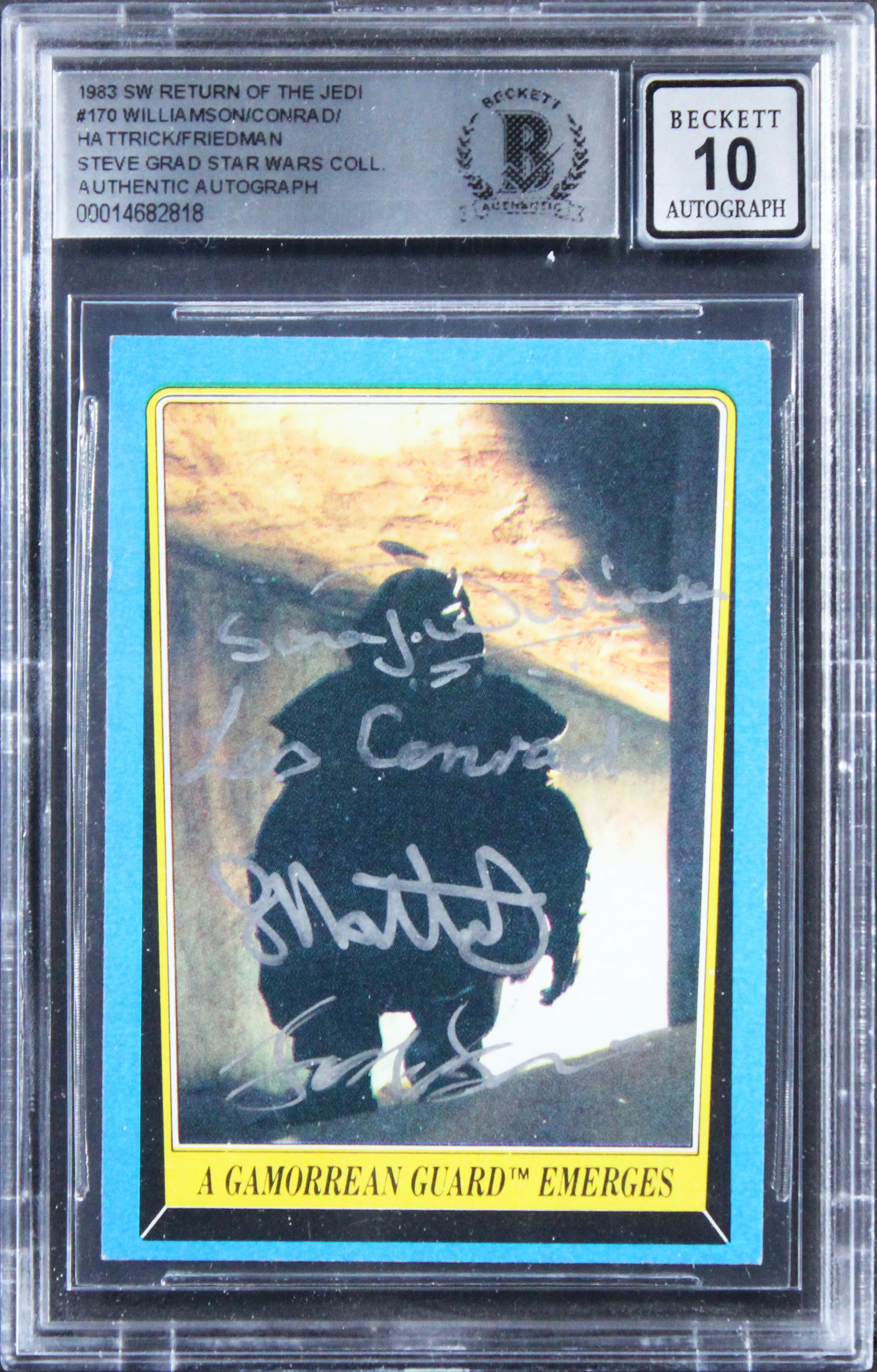(4) Williamson +3 Signed 1983 Star Wars ROTJ #170 Card Auto Grade 10! BAS Slab - Image 2
